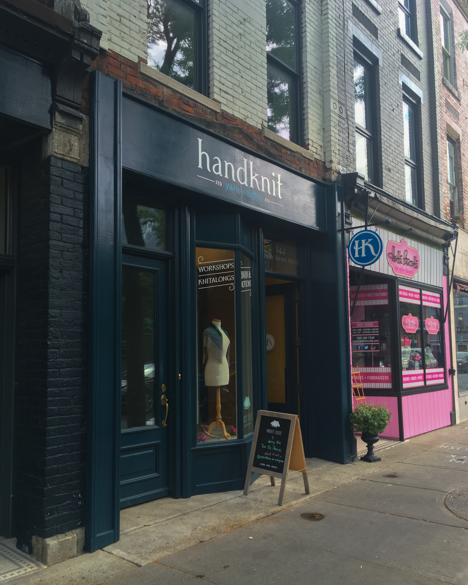 Handknit engaged Brush Boys , a local sign-painting shop, to work on the signage for the interior and beautiful exterior, lovingly constructed by Lower City Joinery a few years back when it was a gallery and furniture store. I also extended the custom type face from the logo design that is now displayed on the windows, advertising their products and services. The address graphic was a left-over from the previous store owners.