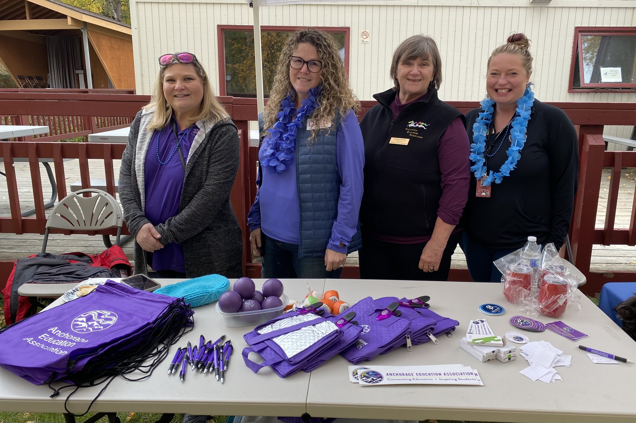 AEA Board members greeting new educators at an event at the Alaska Zoo