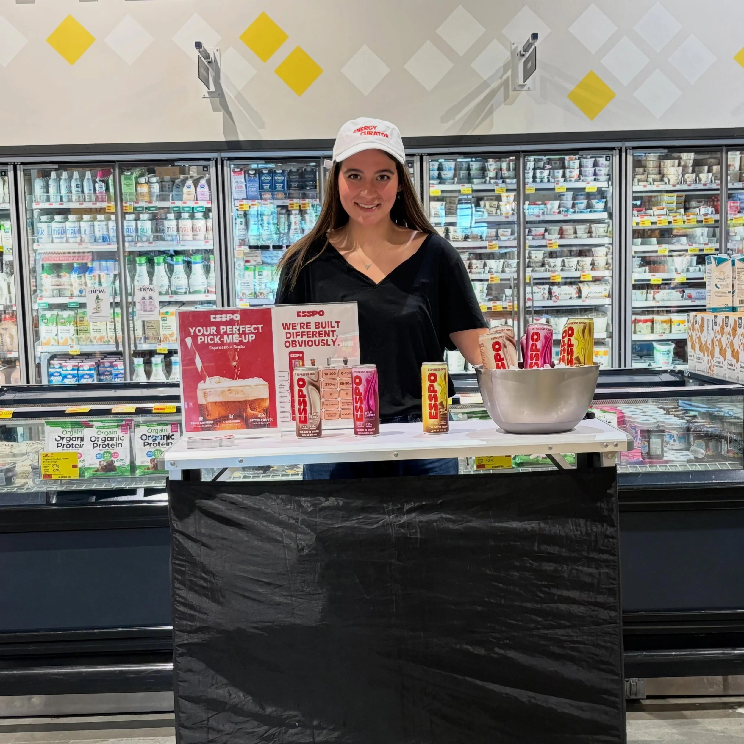 Nicole showcasing @drinkesspo at @wholefoods #princeton #newjersey #alexrobillc