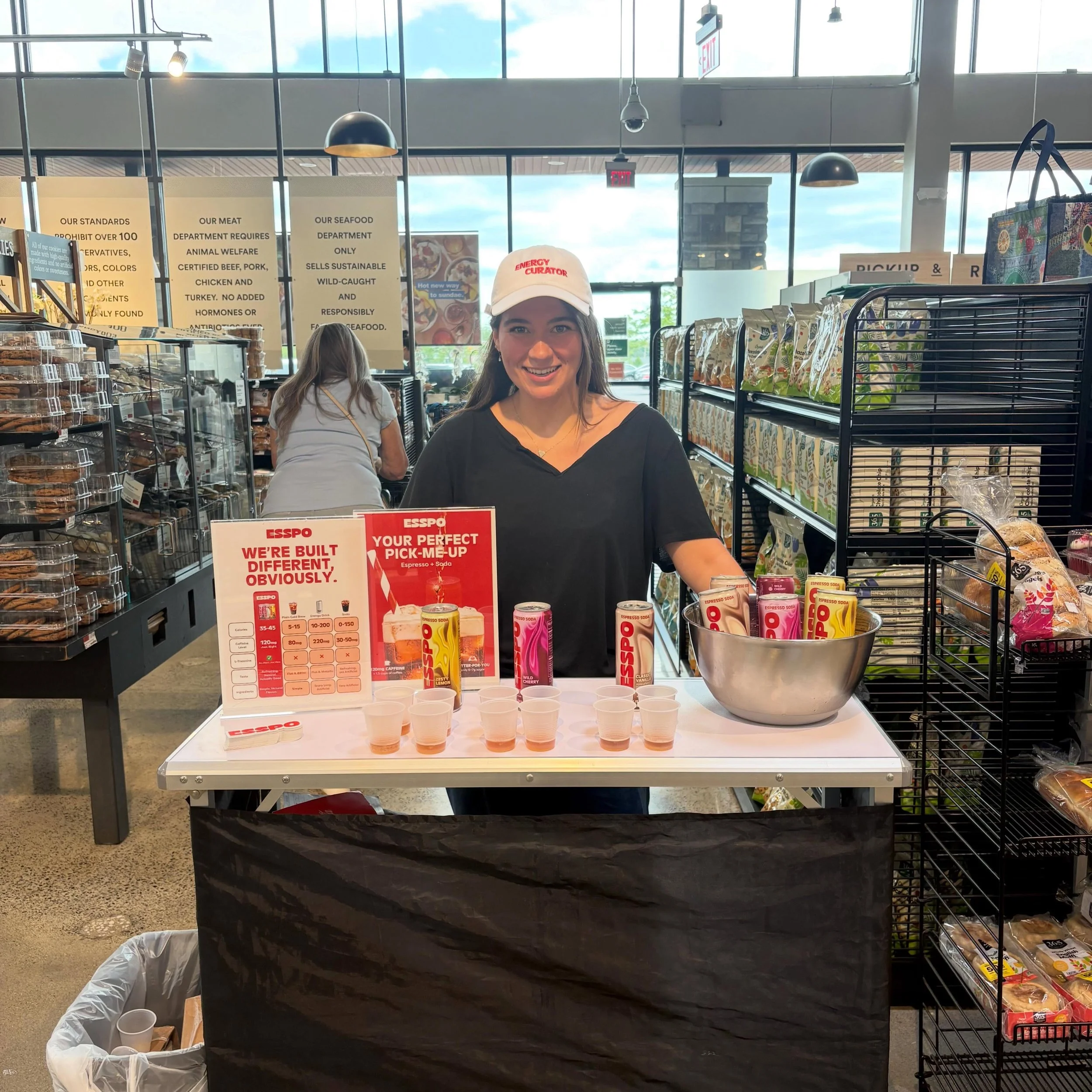 Nicole showcasing @drinkesspo at @wholefoods #bridgewater #newjersey #alexrobillc