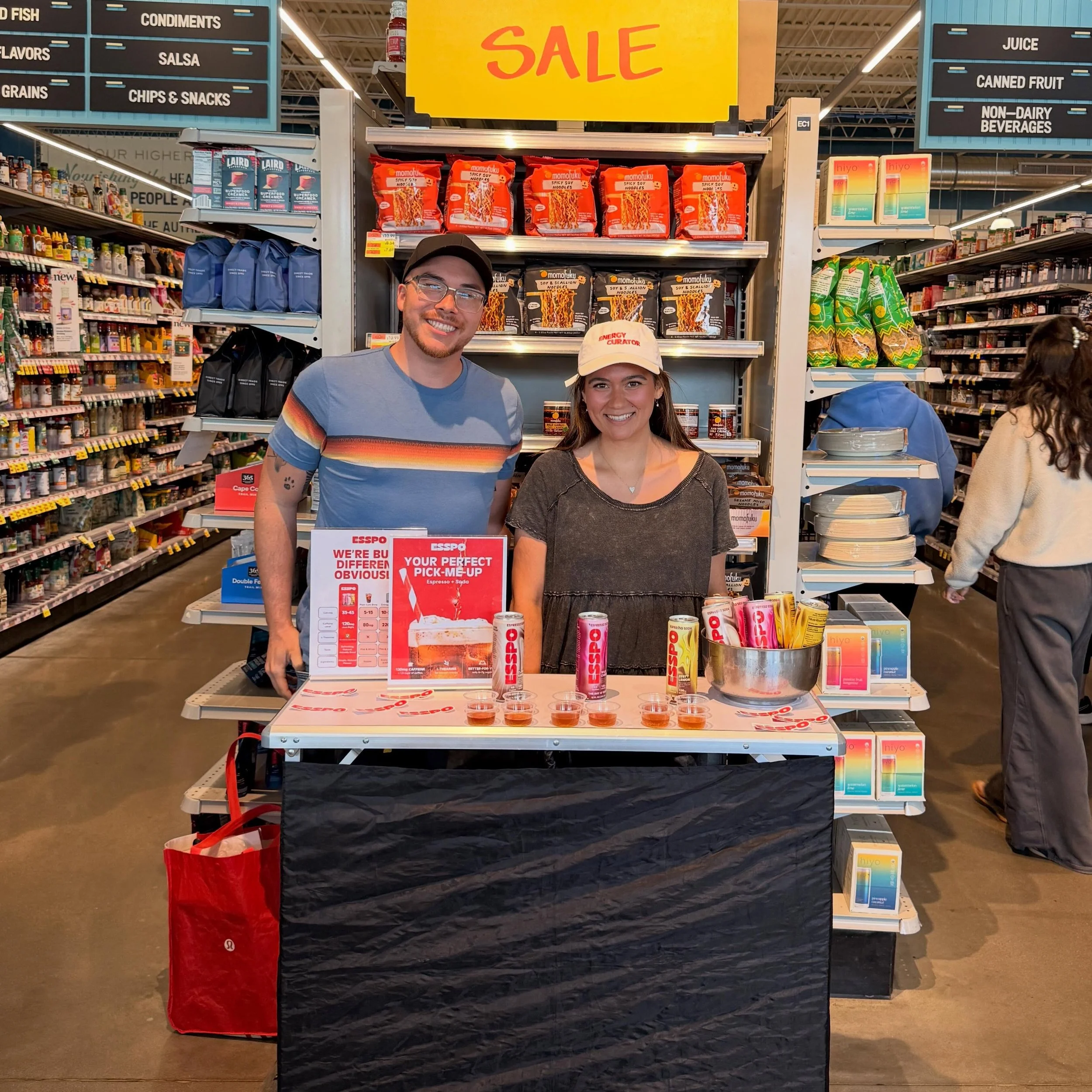 Alex and Nicole showcasing @drinkesspo at @wholefoods #springlake #newjersey #alexrobillc
