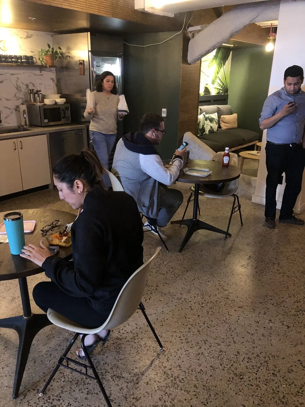 Shoreside employees in lounge