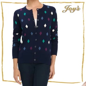 Foxcroft | 171217 | $89 Diamond Dot Cardigan | $89 This dot print adds a touch to color to a simple outfit.