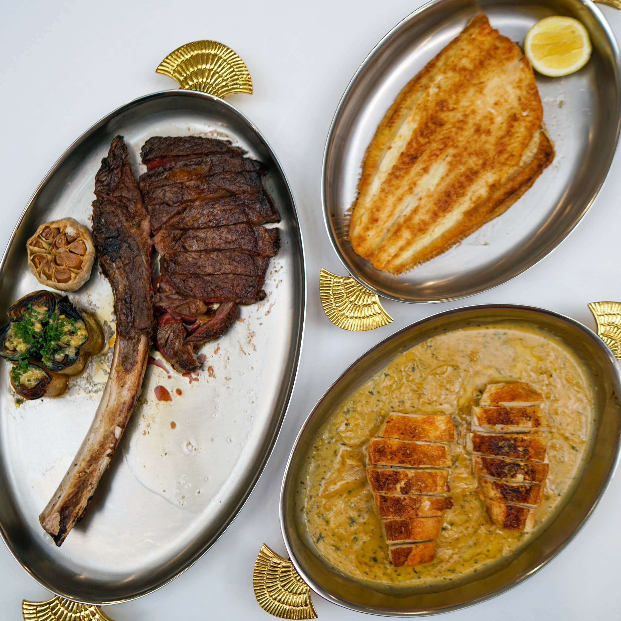 Wagyu Tomahawk, Dover Sole &amp; Chicken Crepes