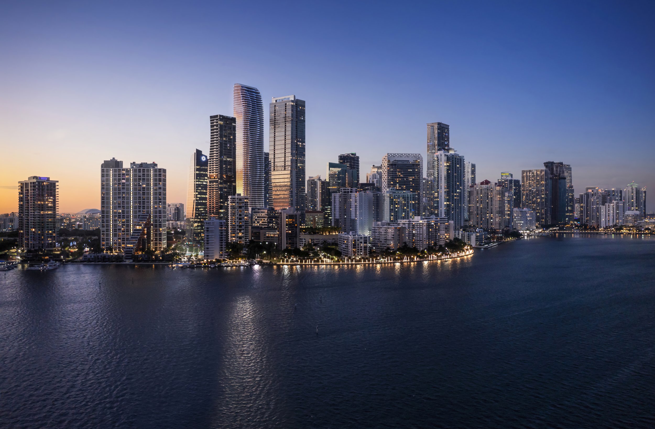 Exterior From Bay Southeast - The Residences at 1428 Brickell.jpg