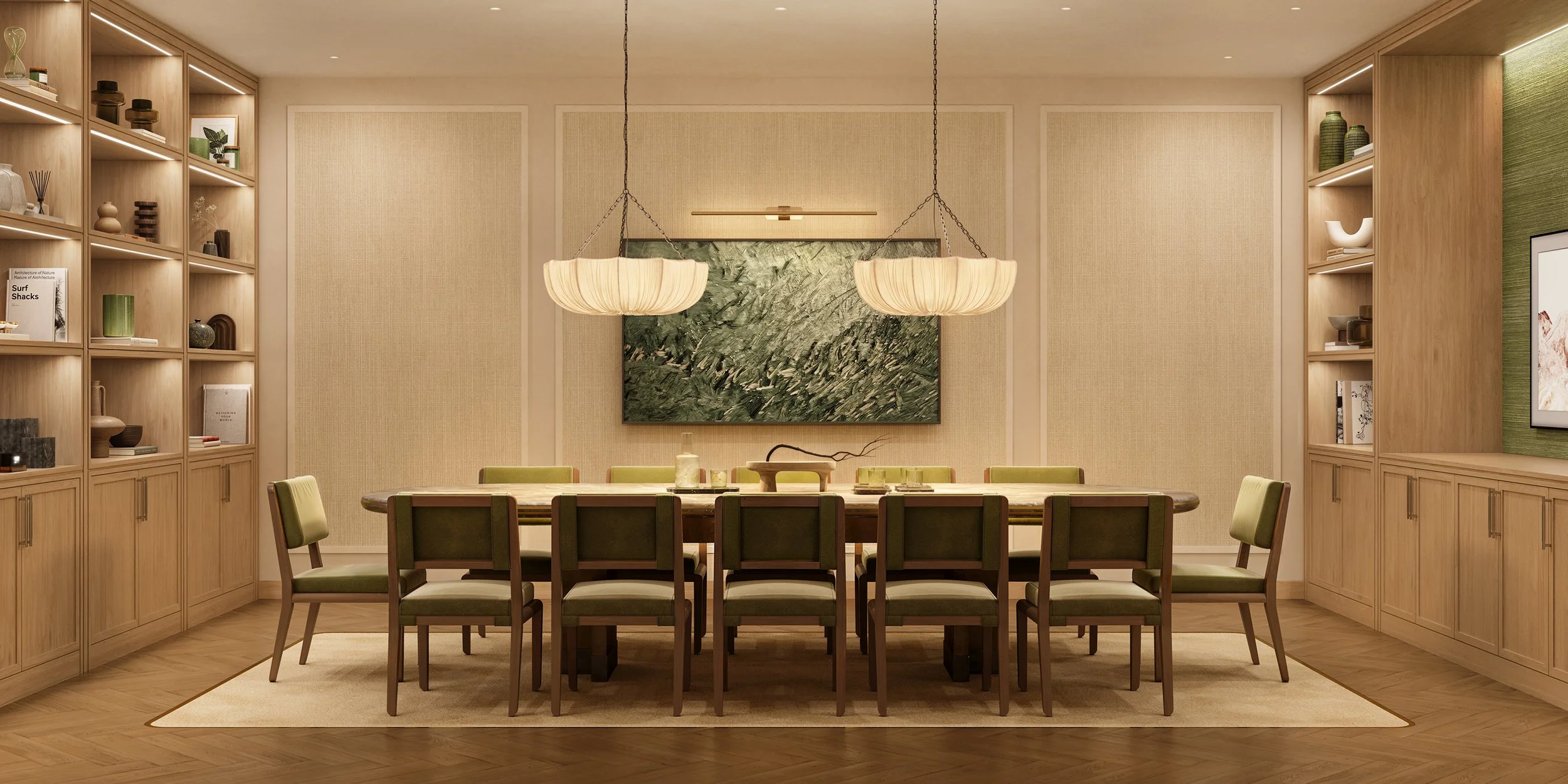 Architectural rendering of the Ponce Park residents’ conference room in Coral Gables, by Binyan Studio.