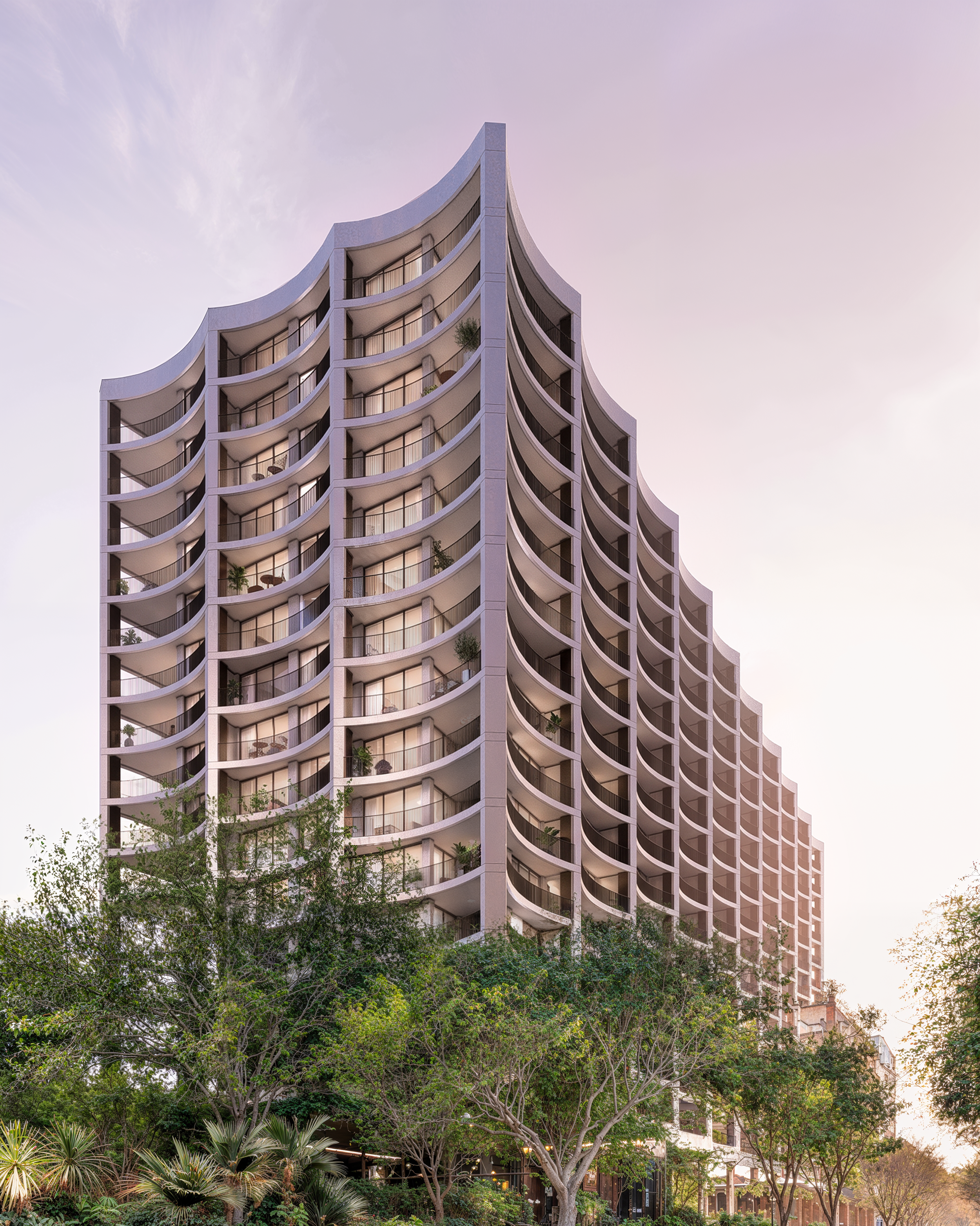 Conceptual northeast corner rendering of Pine Street Residences in West Palm Beach. Courtesy of The Allen Morris Company.