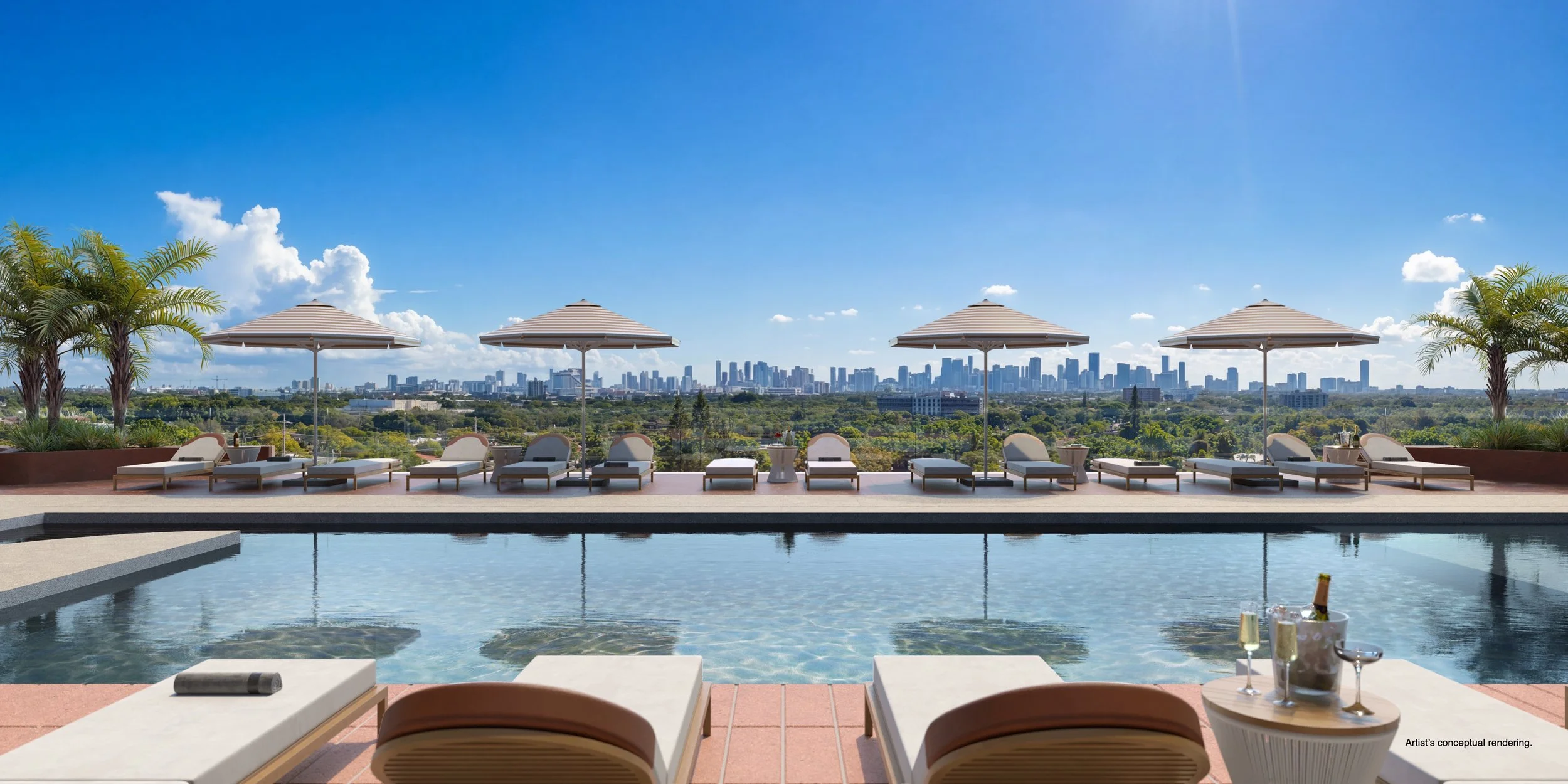 Rendering of the Seventeen Gables swimming pool and landscaped amenity deck. Courtesy of BAM Developers and Ascendra Capital.