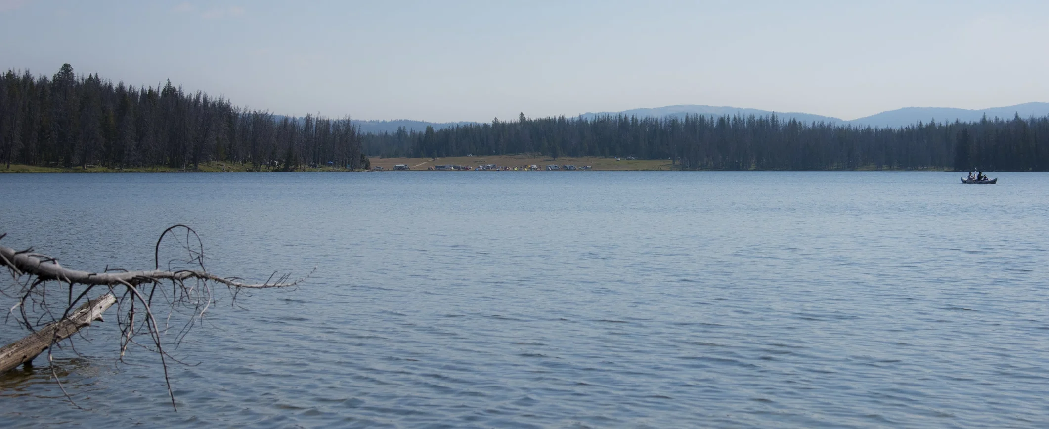 Way over there across the lake is eclipse camp!! Karen Adair
