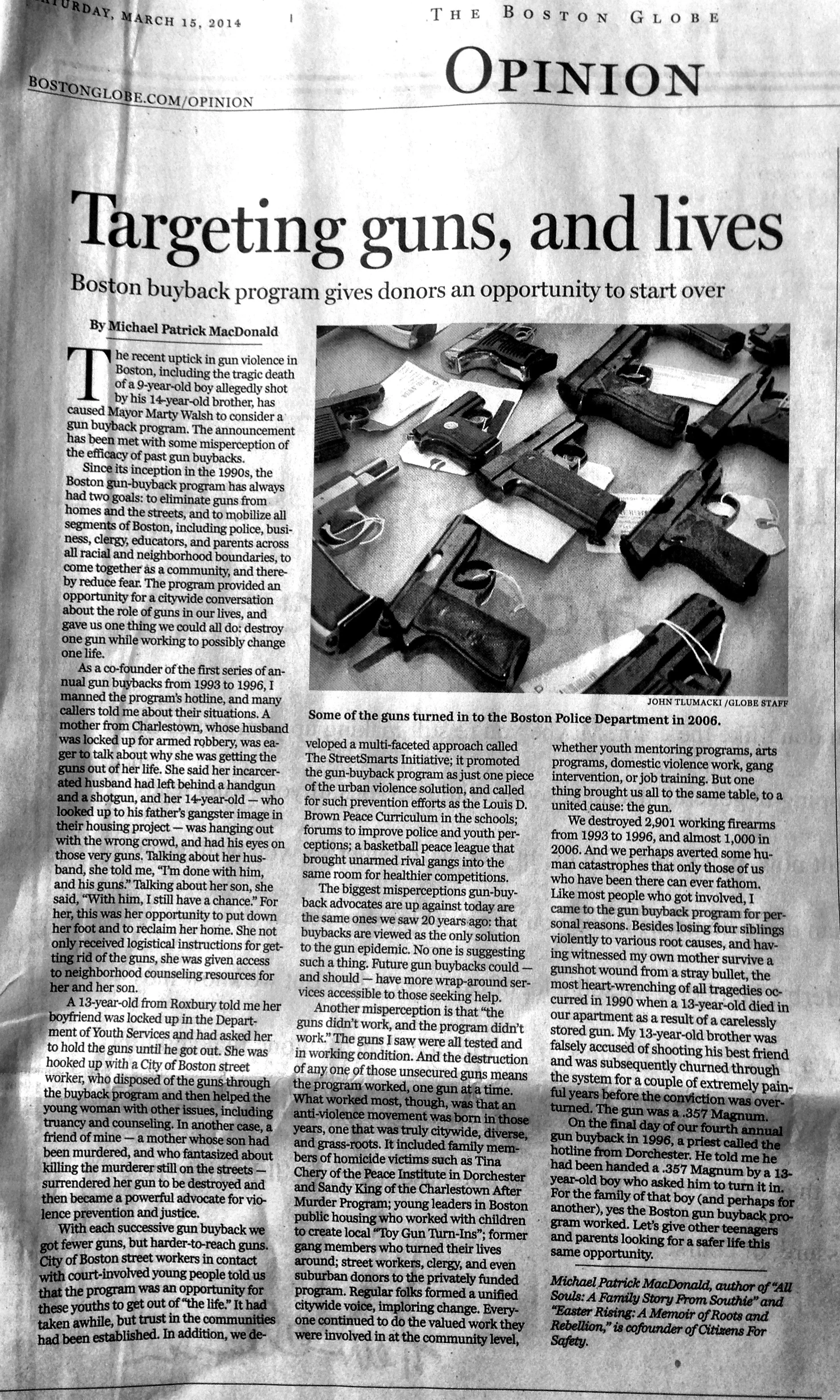 Community building, what the original gun buybacks were about