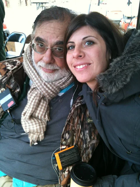 Nicole with Francis Ford Coppola on the movie set of Twixt