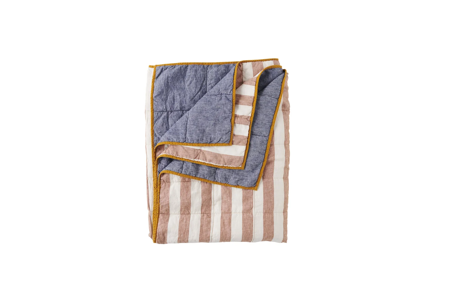 Society of Wanderers Tobacco Stripe Denim Double Sided Quilt.jpg
