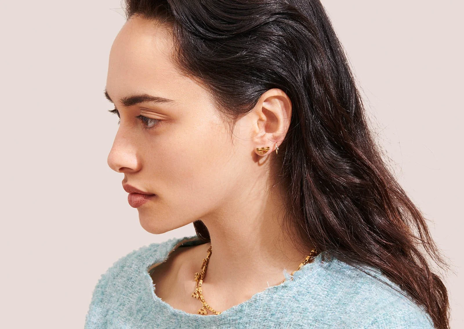 Lucy Folk Silencio Stud Earrings - Yellow Gold Plate.jpg