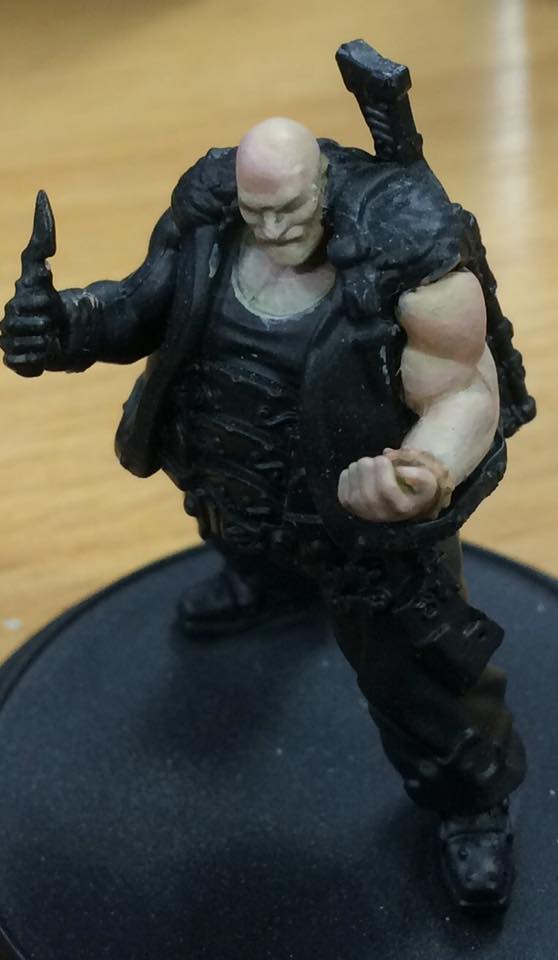 Highlight the highest points of the skin with a thin layer (4-1) of Menoth White Base. This should press right up against any shadowed areas to help create contrast.
