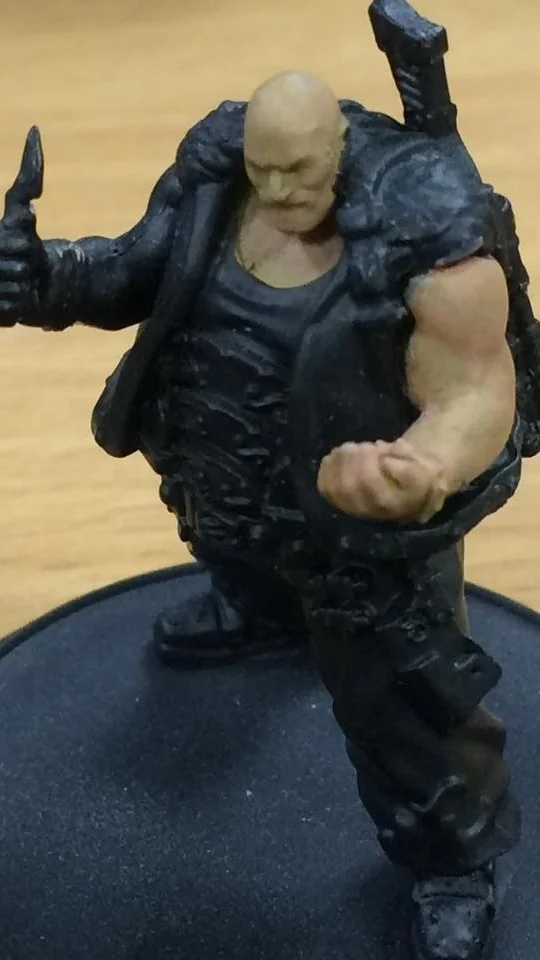 Glaze (7-1) the skin with Skorne Red. Do not allow this to pool up.