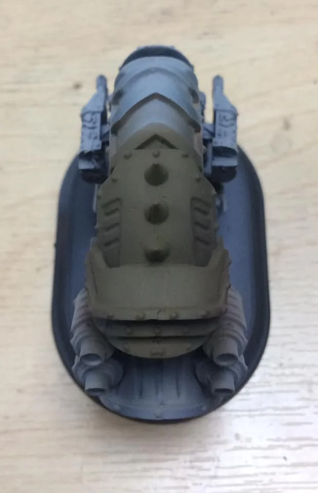 Umbral Umber was laid down in two passes. One of the great things about P3 is that there is no need for thinners, retarder or any other medium apart from water. I water my Airbrush mixes down around 3 parts water to one part paint.
