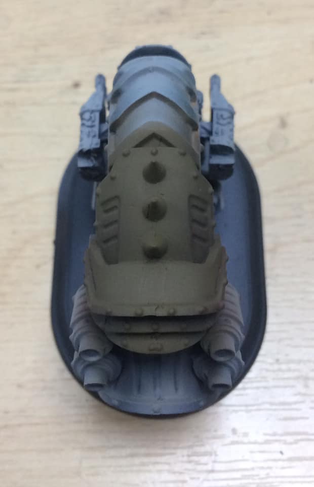 Umbral Umber was laid down in two passes. One of the great things about P3 is that there is no need for thinners, retarder or any other medium apart from water. I water my Airbrush mixes down around 3 parts water to one part paint.
