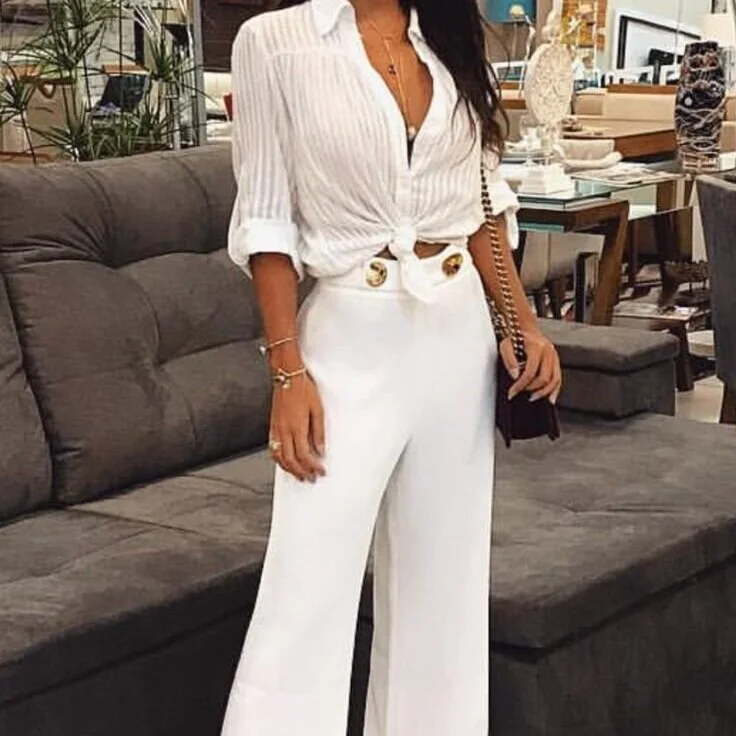 Glam Outfit Elegante Con Pantalon Blanco Outfit Pantalón Blanco