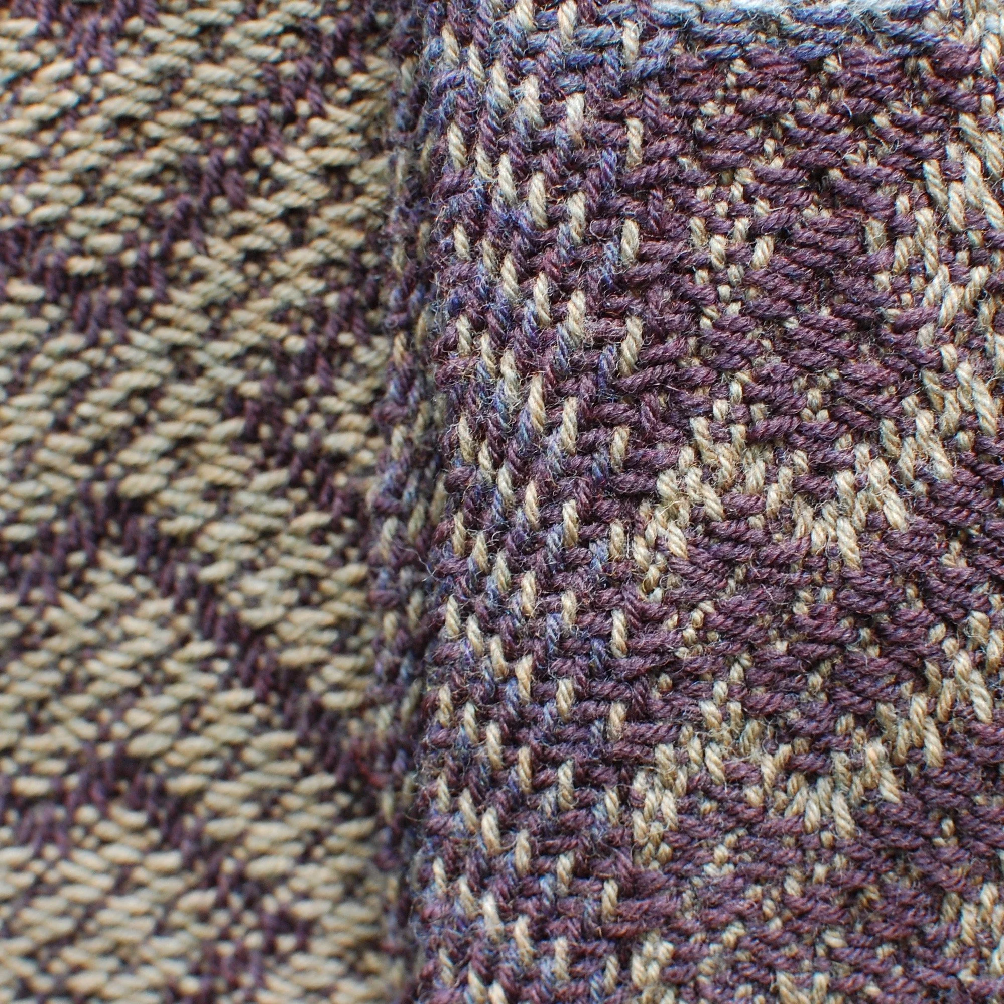 Detail of handwoven throw blankets with two weave structures.