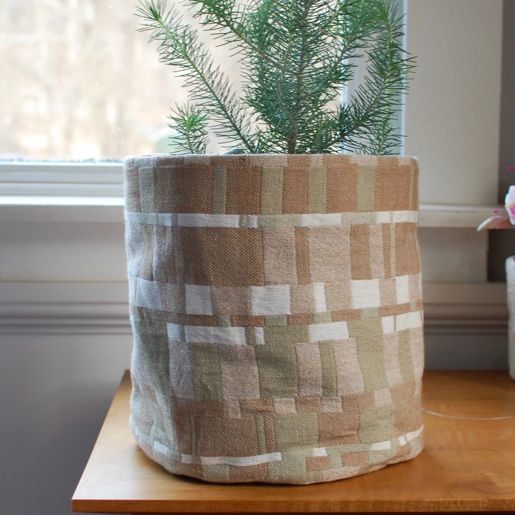 Large cloth vessel basket. Handwoven fabric. One of a kind.