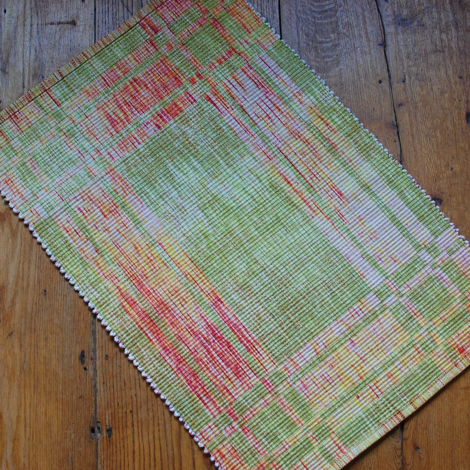 Daffodil inspired handwoven rug cottage core decor