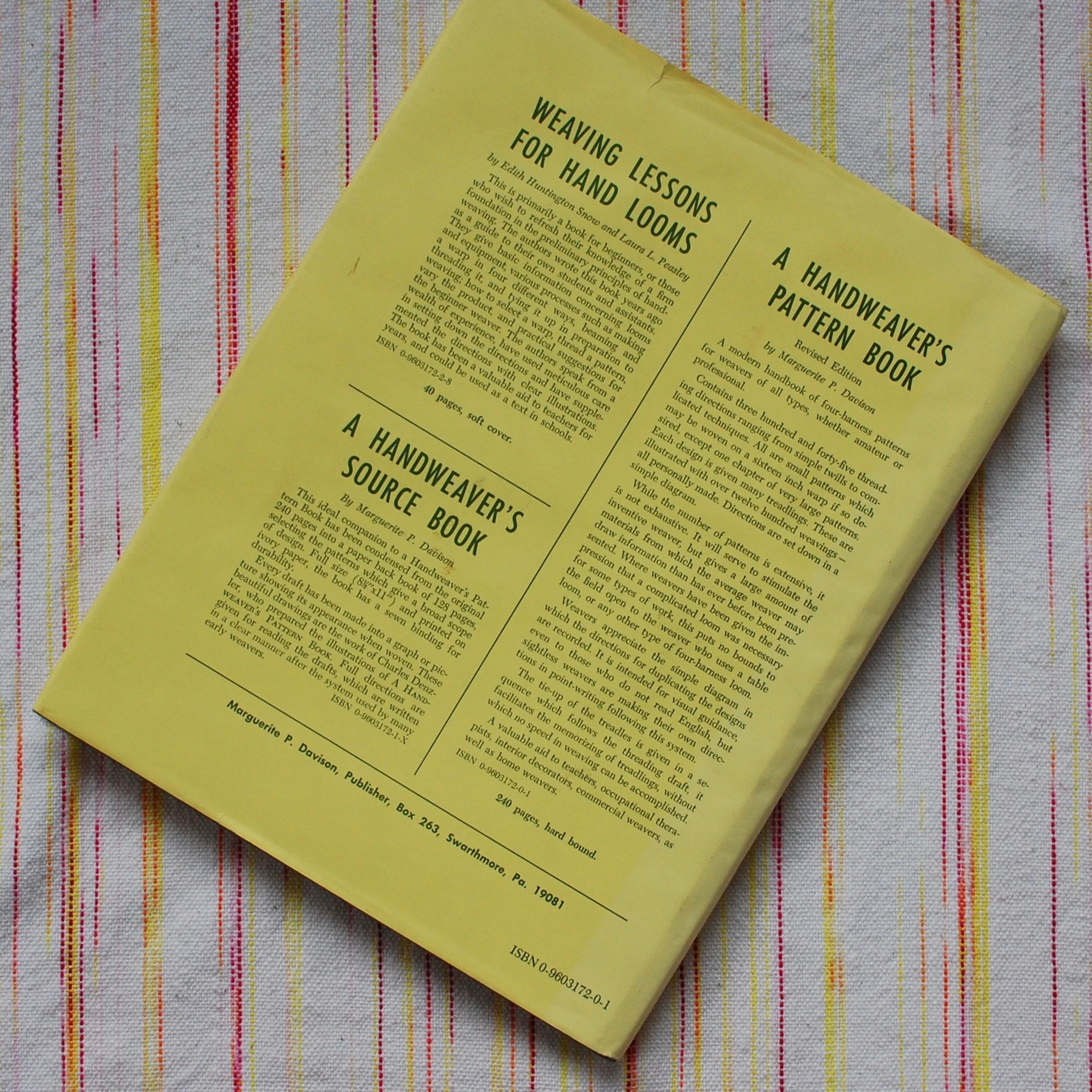 Back cover of A Handweaver's Pattern Book