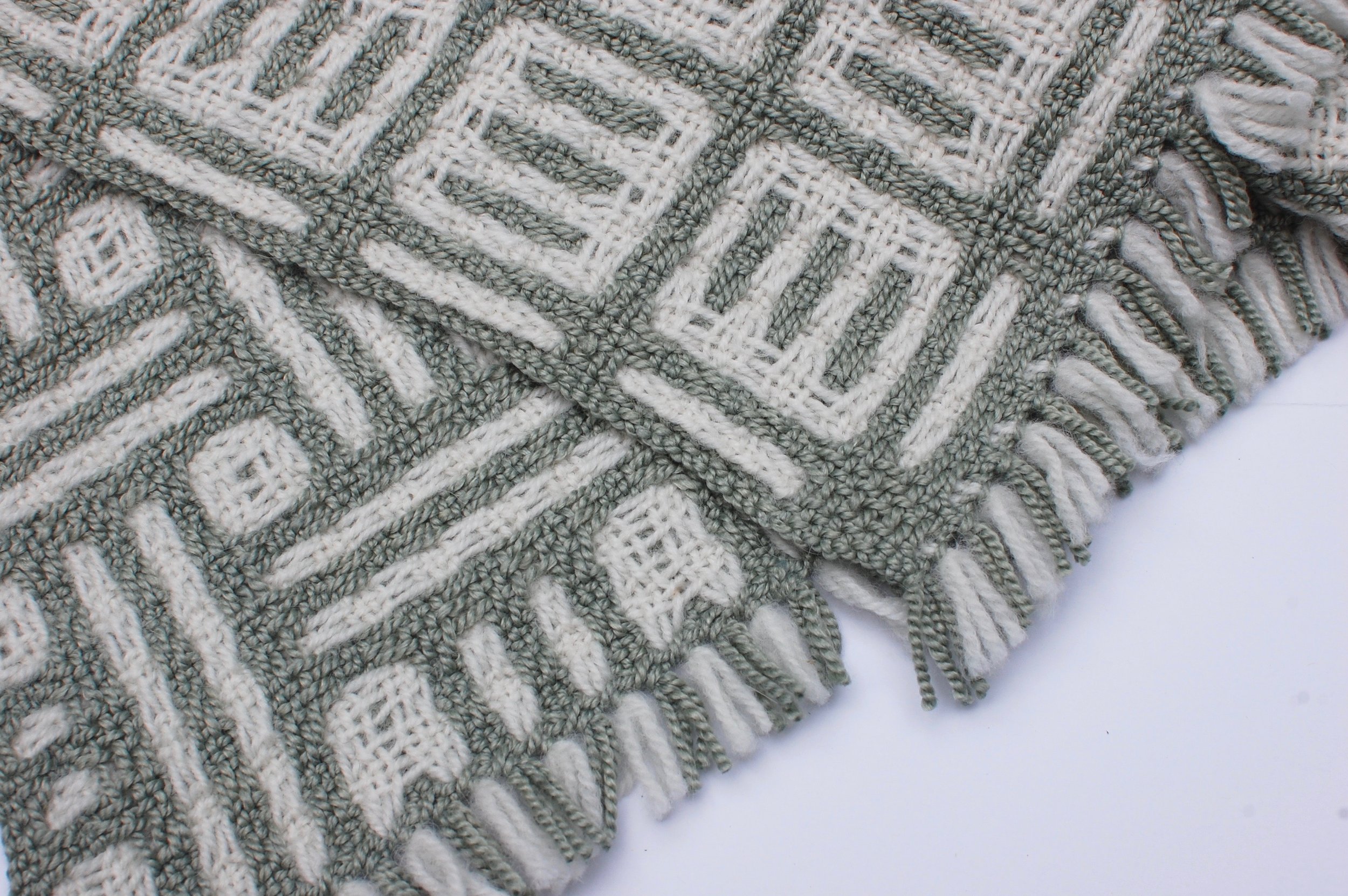 Silk, wool, alpacca handwoven lap blanket. Detail