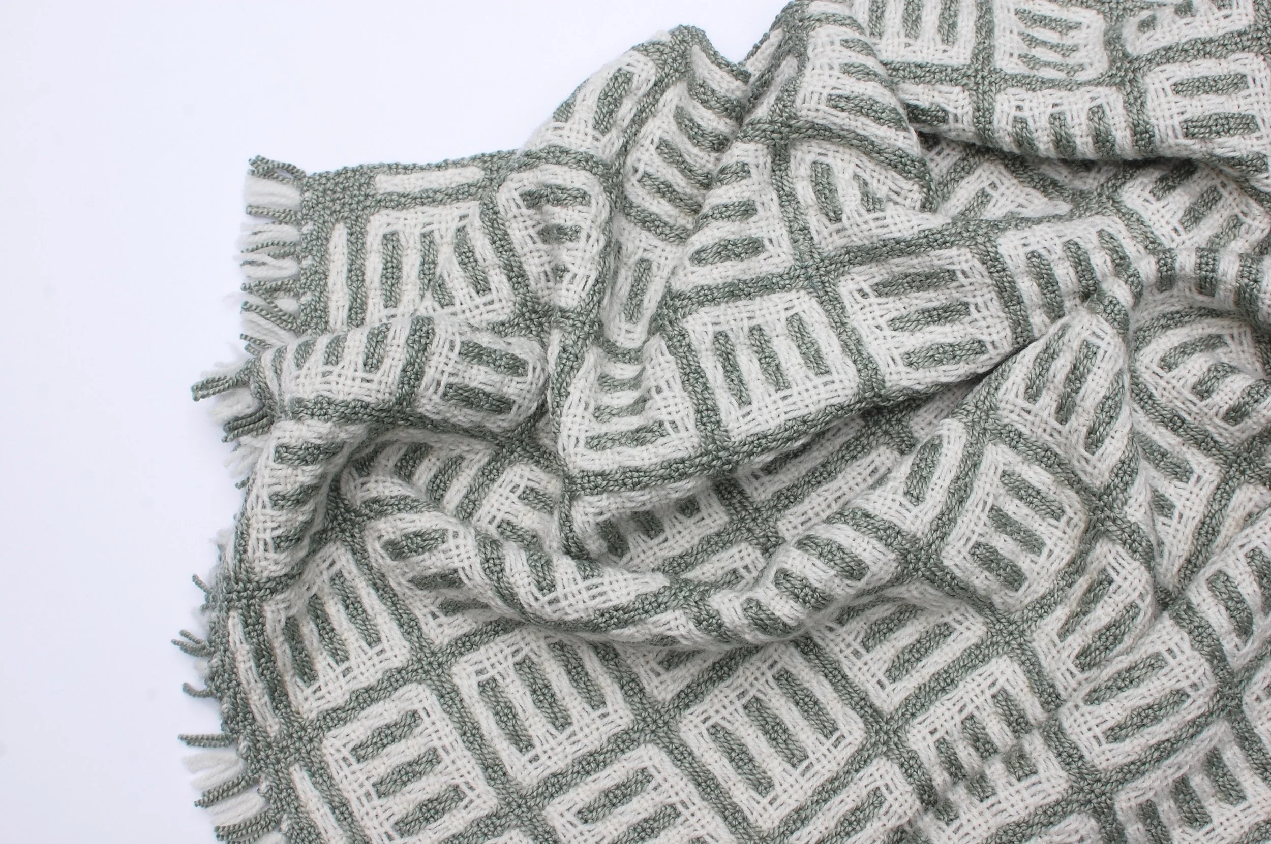 Modern design handwoven blanket silk, wool, alpacca