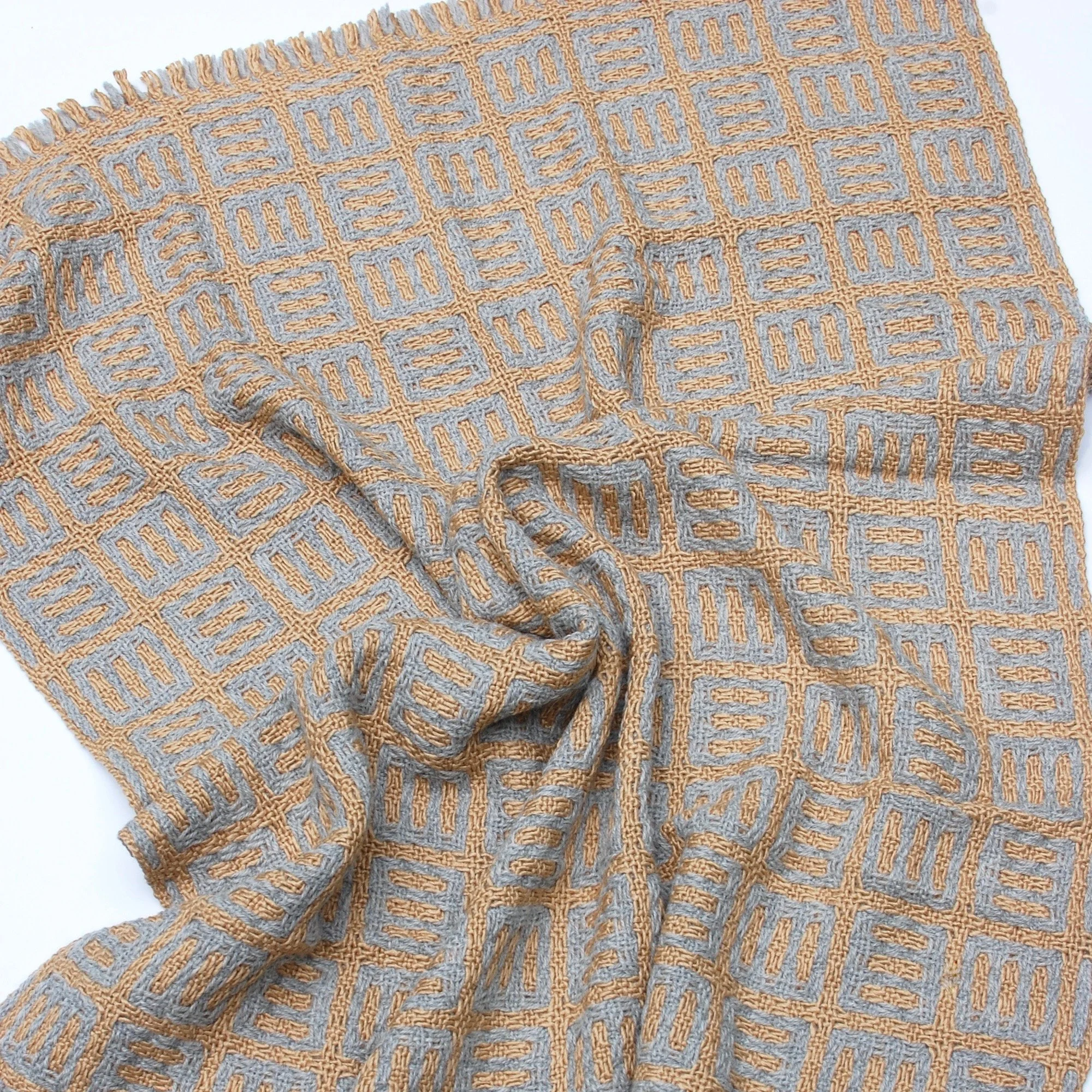 Handwoven blanket silk, alpaca, wool