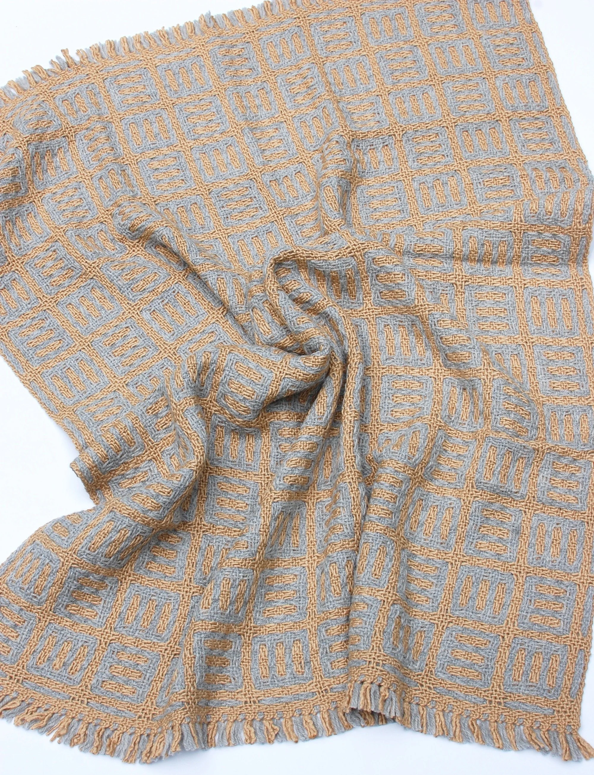Modern handwoven textile made in America natural fibers