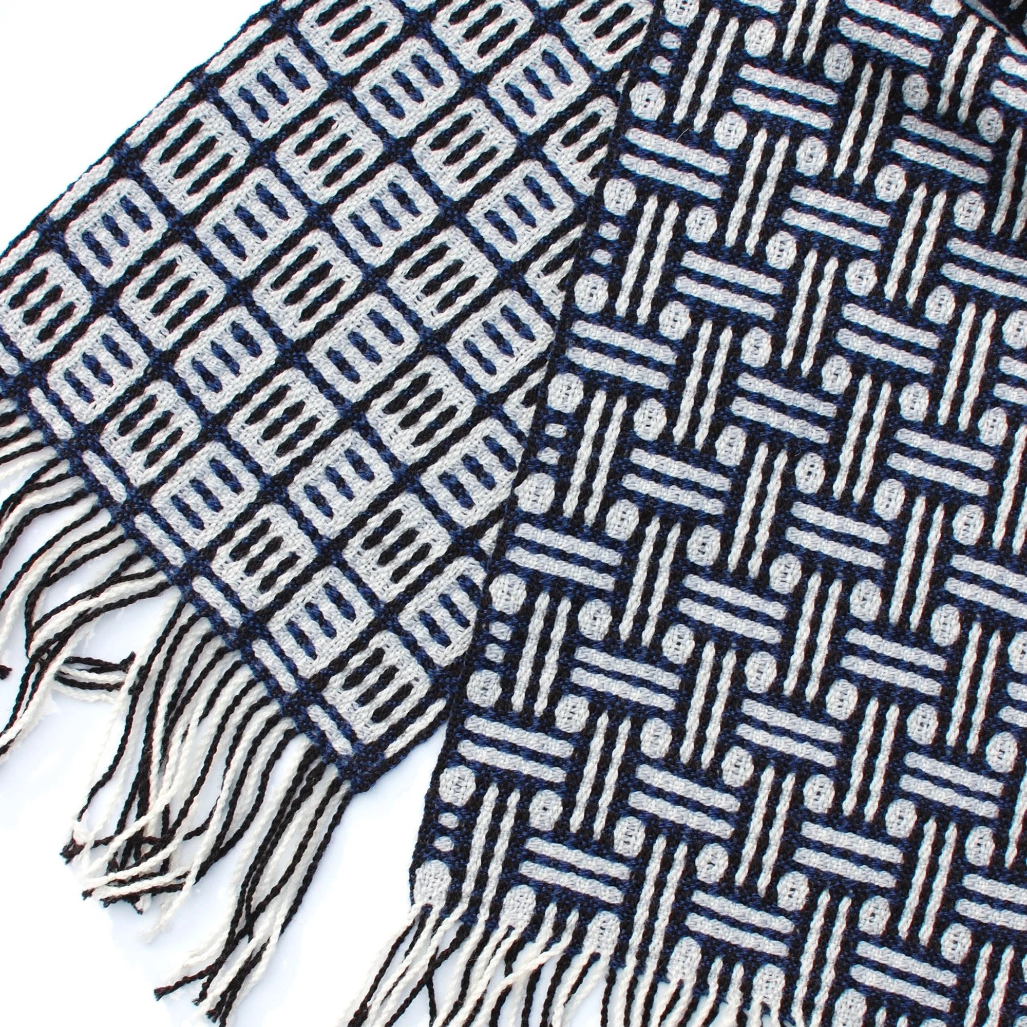 deflected doubleweave merino scarf in a fun modern design