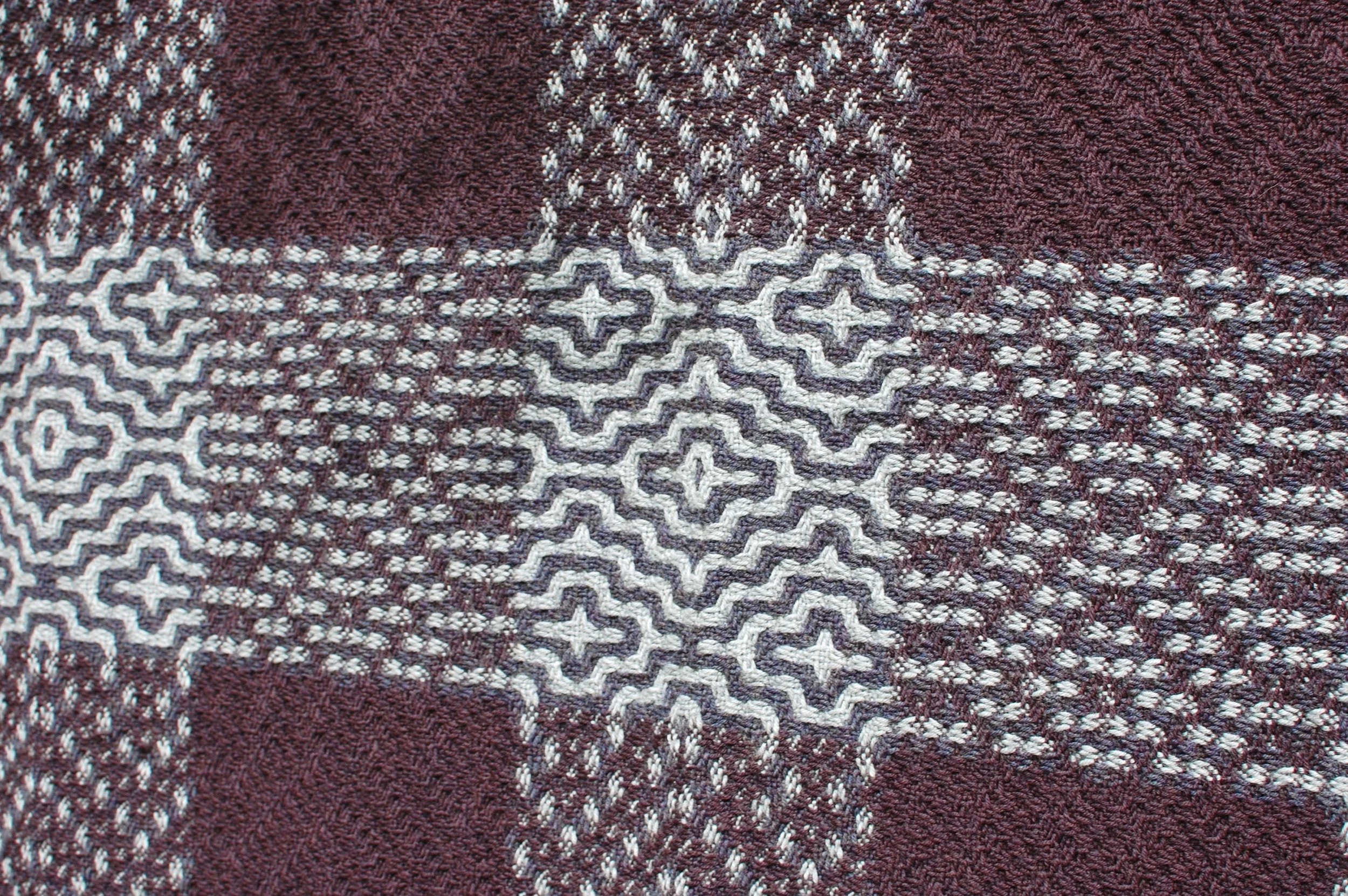 Detail of deflected doubleweave lamb's wool throw blankets. Handwoven in CT.