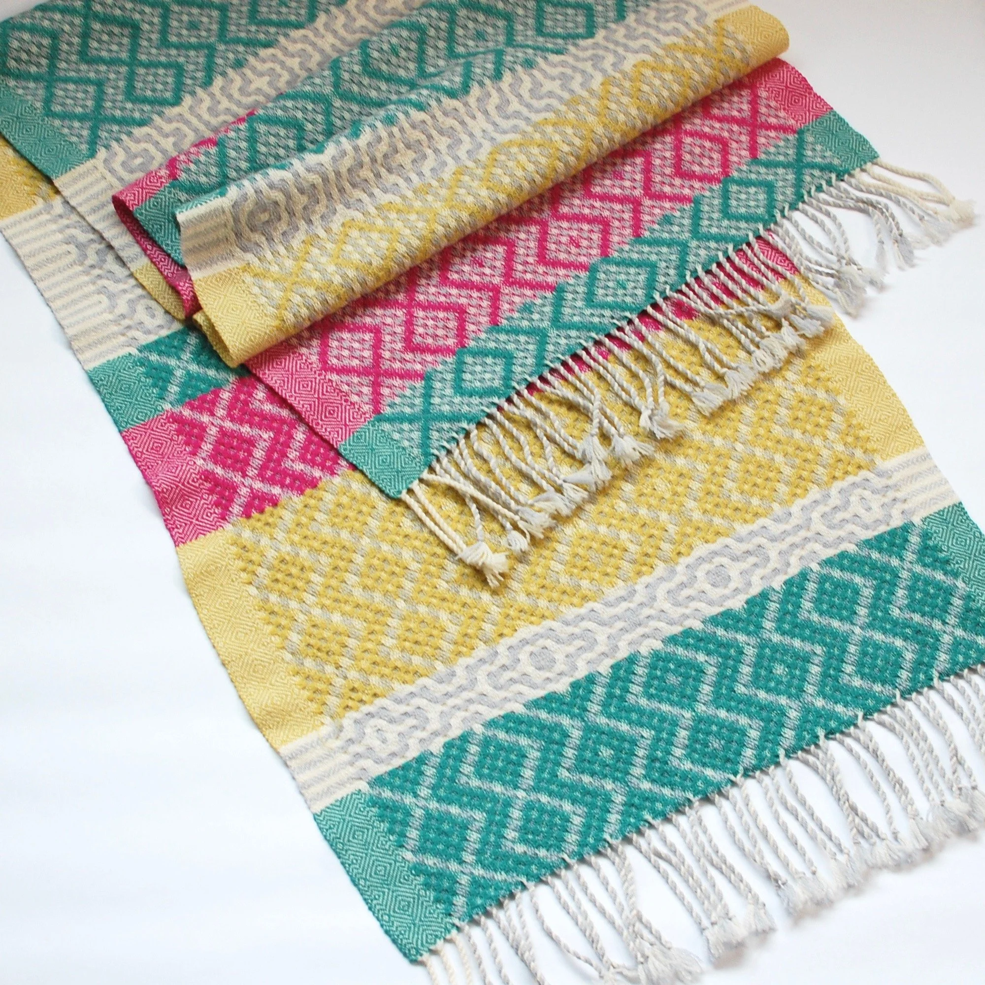 Merino handwoven wide scarf with 90s nostalgic colors