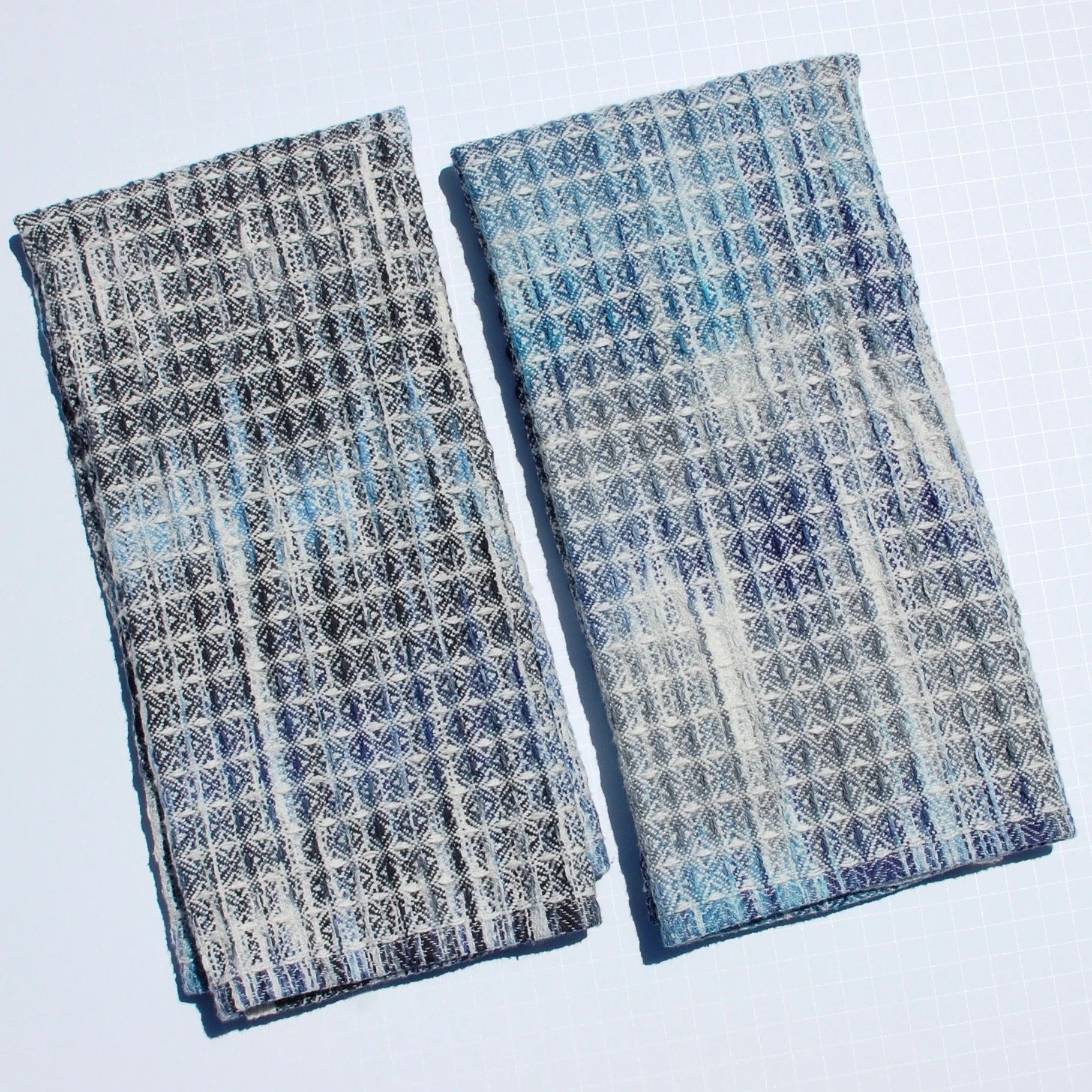 Handwoven and hand-dyed cotton towels