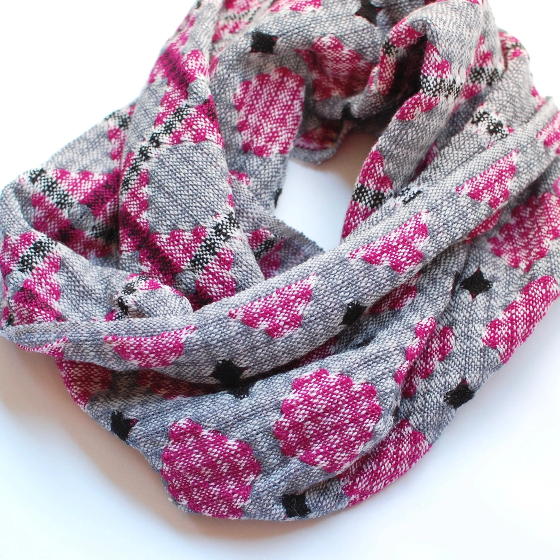 One of a kind artisan made cowl infinity scarf. Handwoven in Connecticut, USA