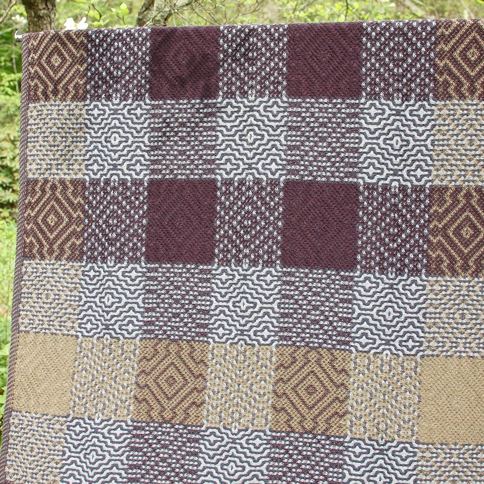 Handwoven deflected doubleweave soft wool blanket