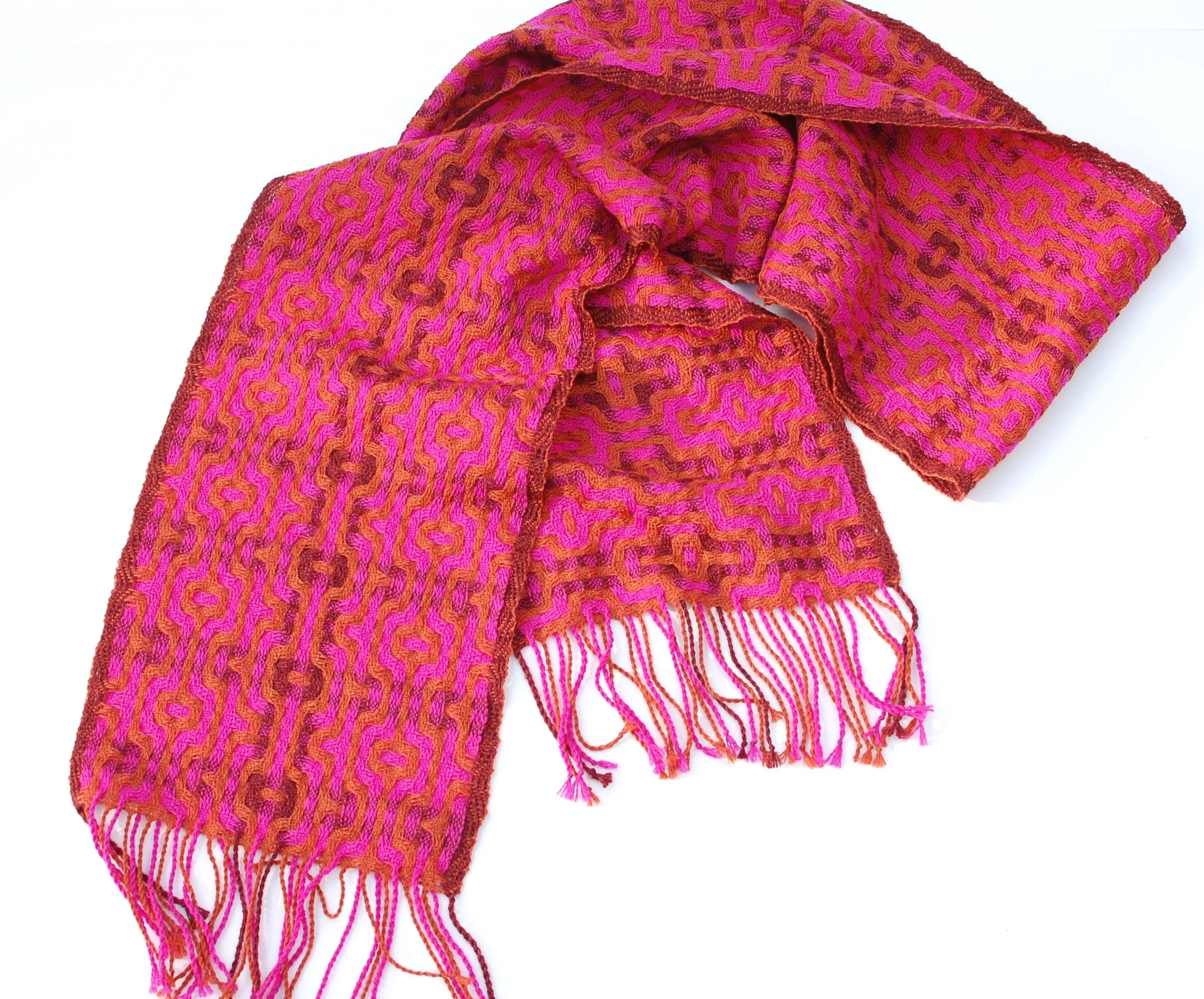A fun pink, orange and red sscarf