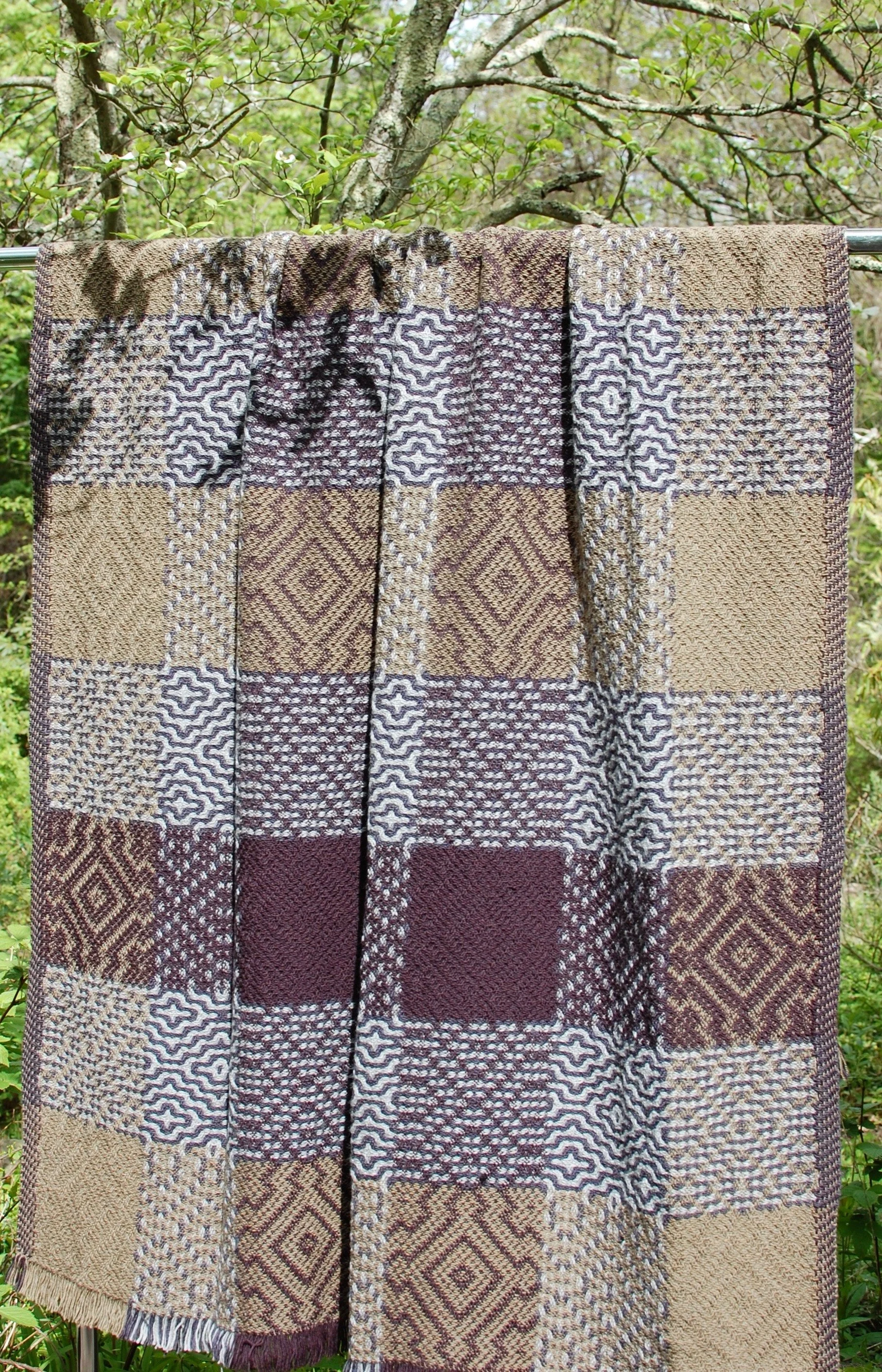 deflected doubleweave lamb's wool blanket handwoven in CT, USA