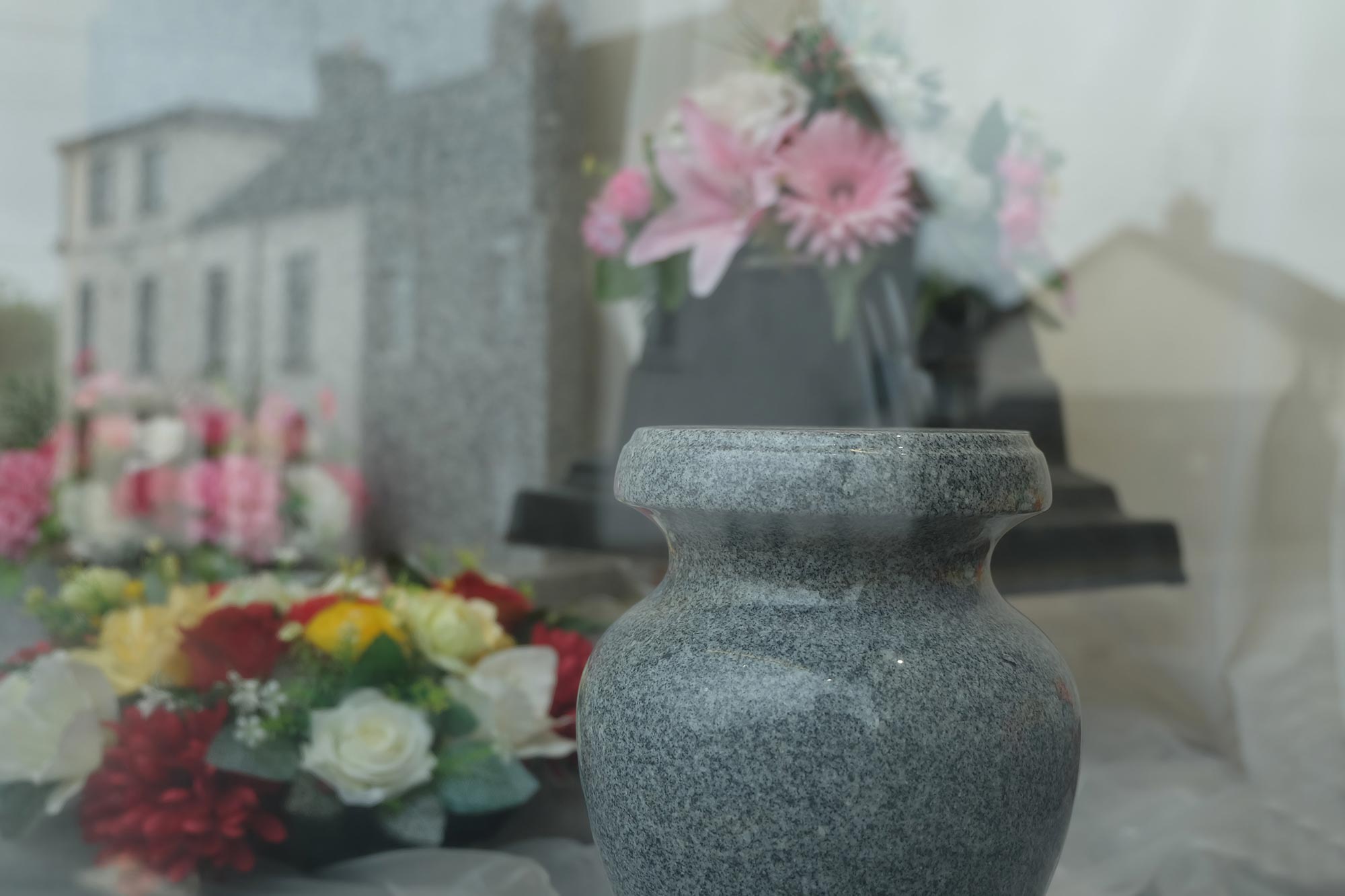 Urns and floral arrangements