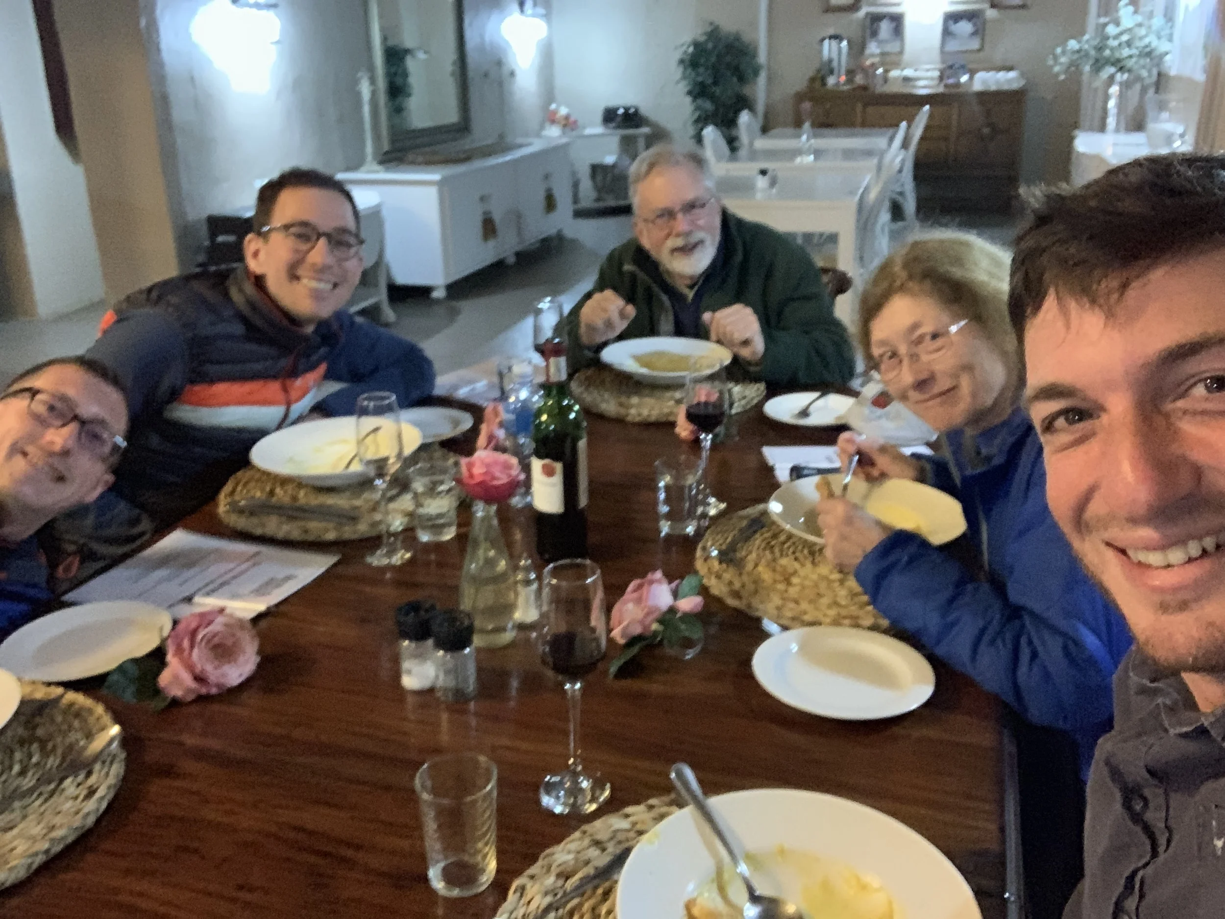 Happy group at dinner