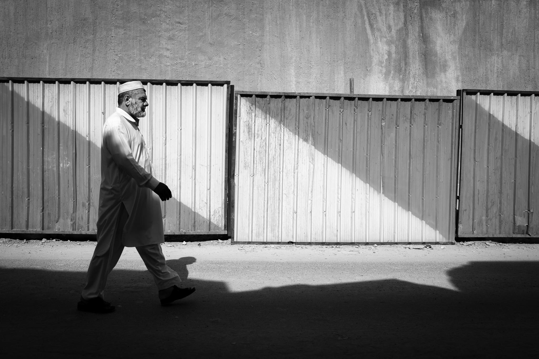 Out of the darkness and into the light ... Construction hording along the perimeter of old Msheireb.