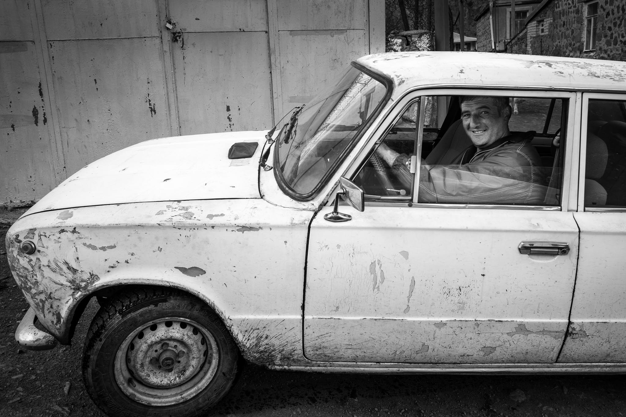 A Gergeti local in his Lada 