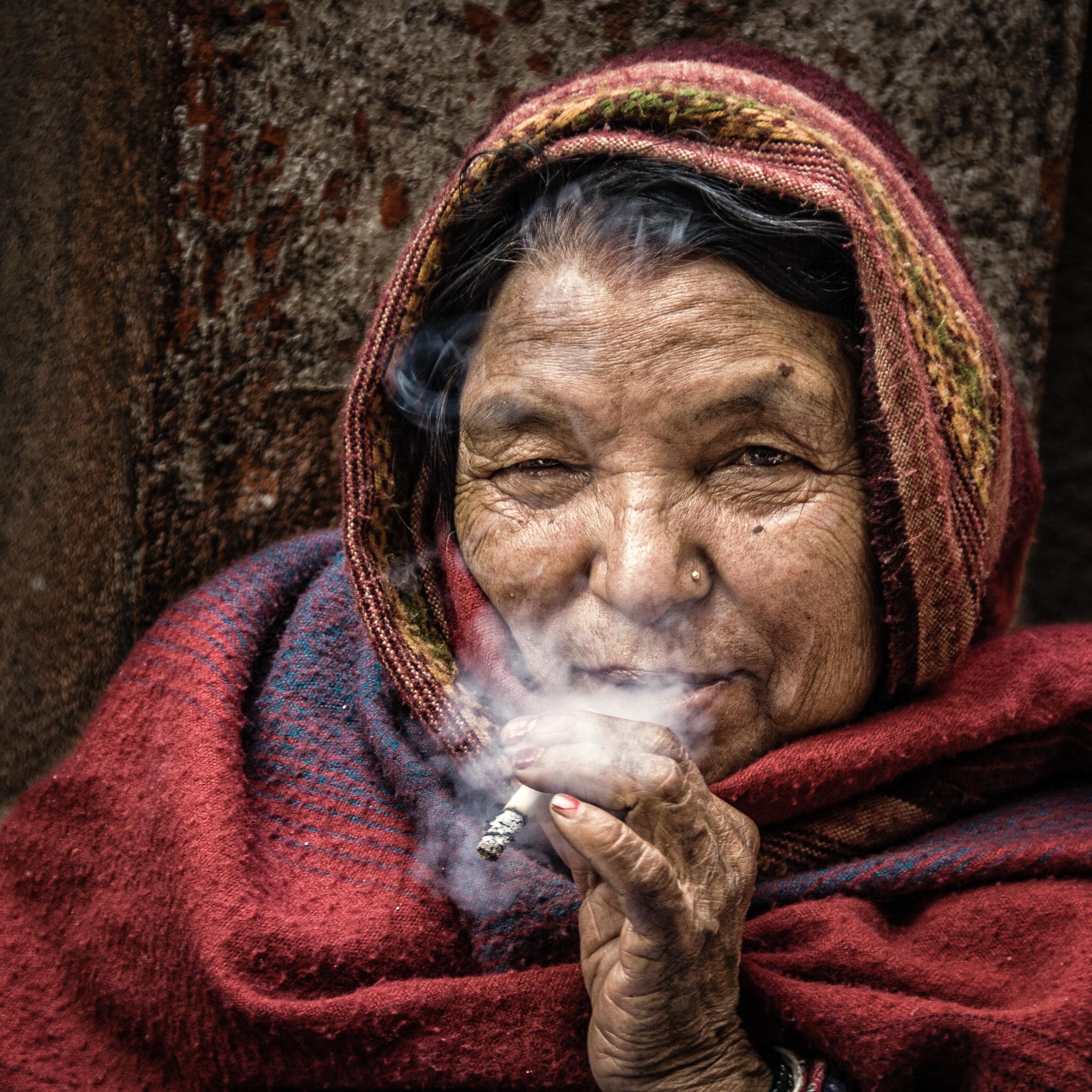 A non-candid Street Portrait where the lady was aware of me. (Kathmandu, Nepal)
