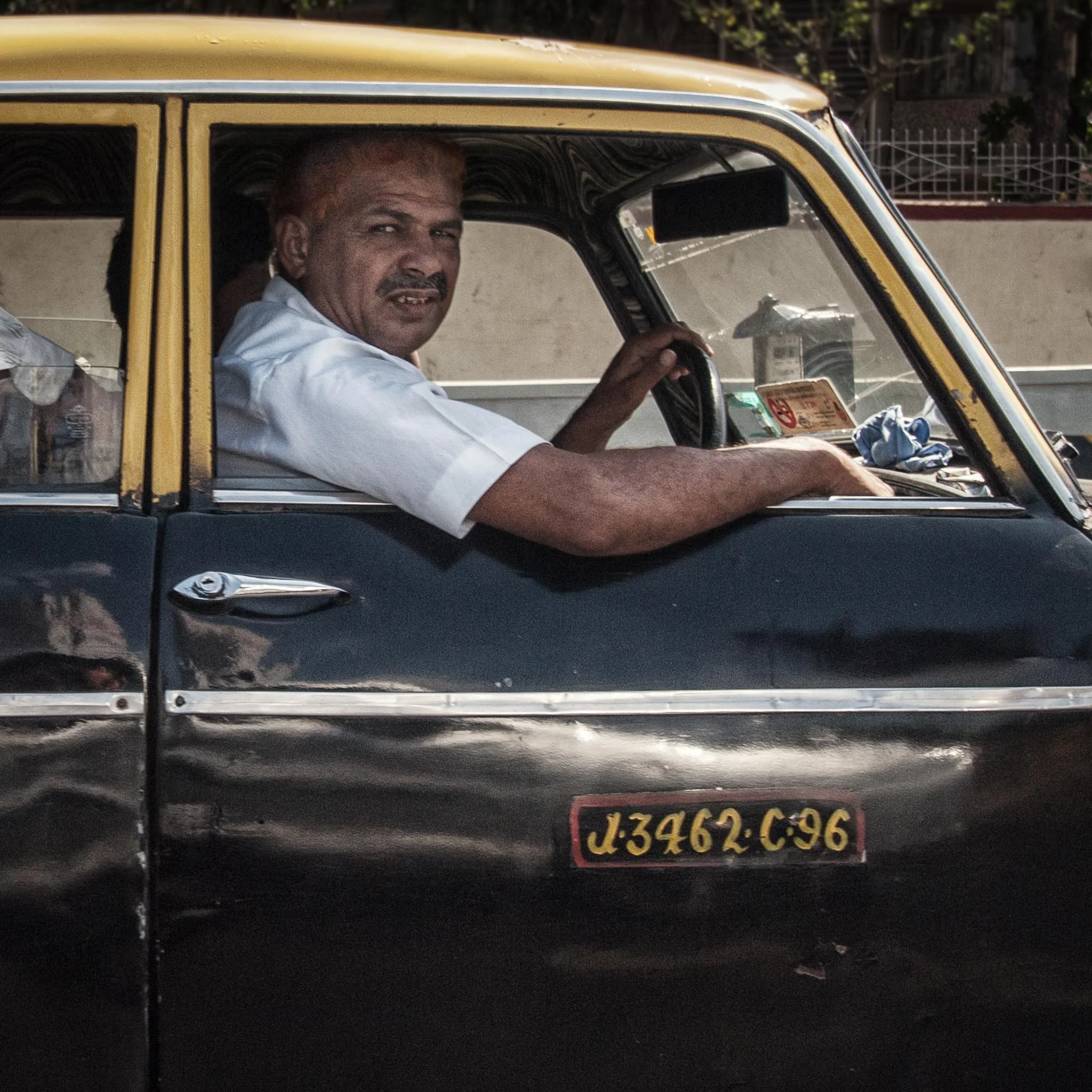 Road Warrier in his Premier Padmini Taxi (circa 1980's model) ... (Mumbai India)