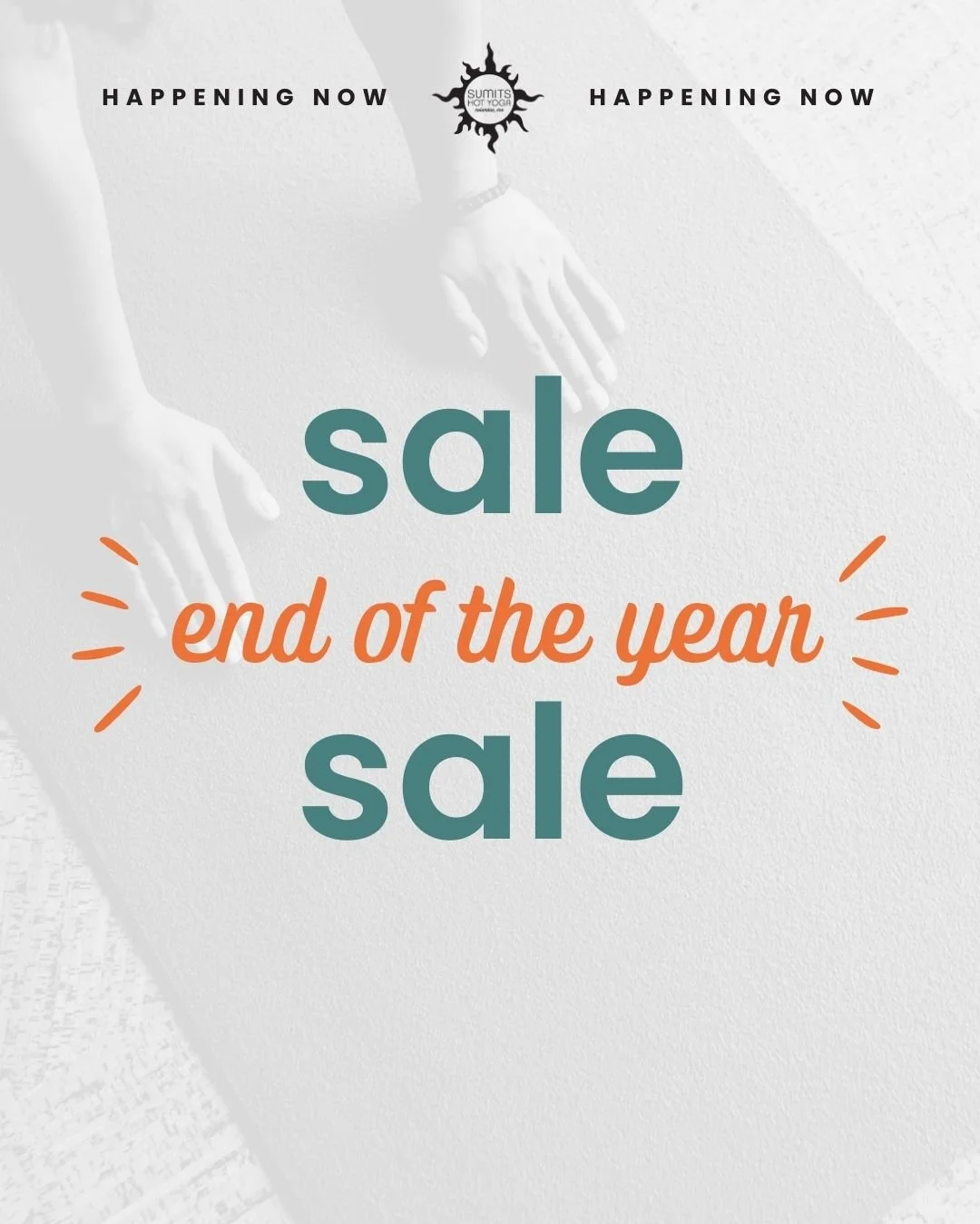 Our End of the Year sale is in full swing! Get 50% off all regular and sale clothing items excluding mats and towels.