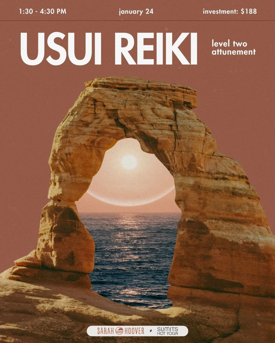 Join Karuna Reiki Master Sarah Hoover on January 24 from 1:30-4:30 to deepen your Reiki experience with Usui Reiki Level Two Attunement. 

Have you received your Reiki Level One Attunement? Do you long to deepen your connection to universal energy an