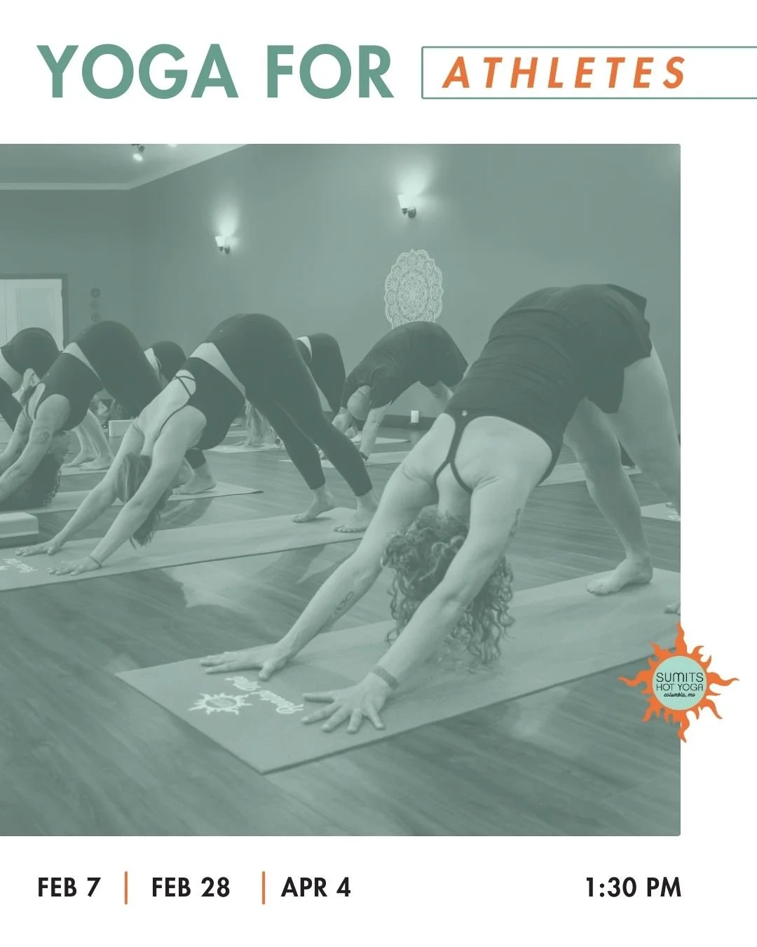 Join Laurie for a class series designed to help athletes cultivate more mobility, stability, strength, and flexibility. 

Adding yoga into your training routine promotes healthy movement, more awareness of the physical body, and a deeper connection t