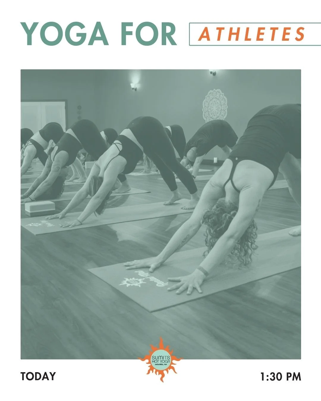 Join Laurie today at 1:30 PM for class that's designed to help athletes cultivate more mobility, stability, strength, and flexibility.

Adding yoga into your training routine promotes healthy movement, more awareness of the physical body, and a deepe
