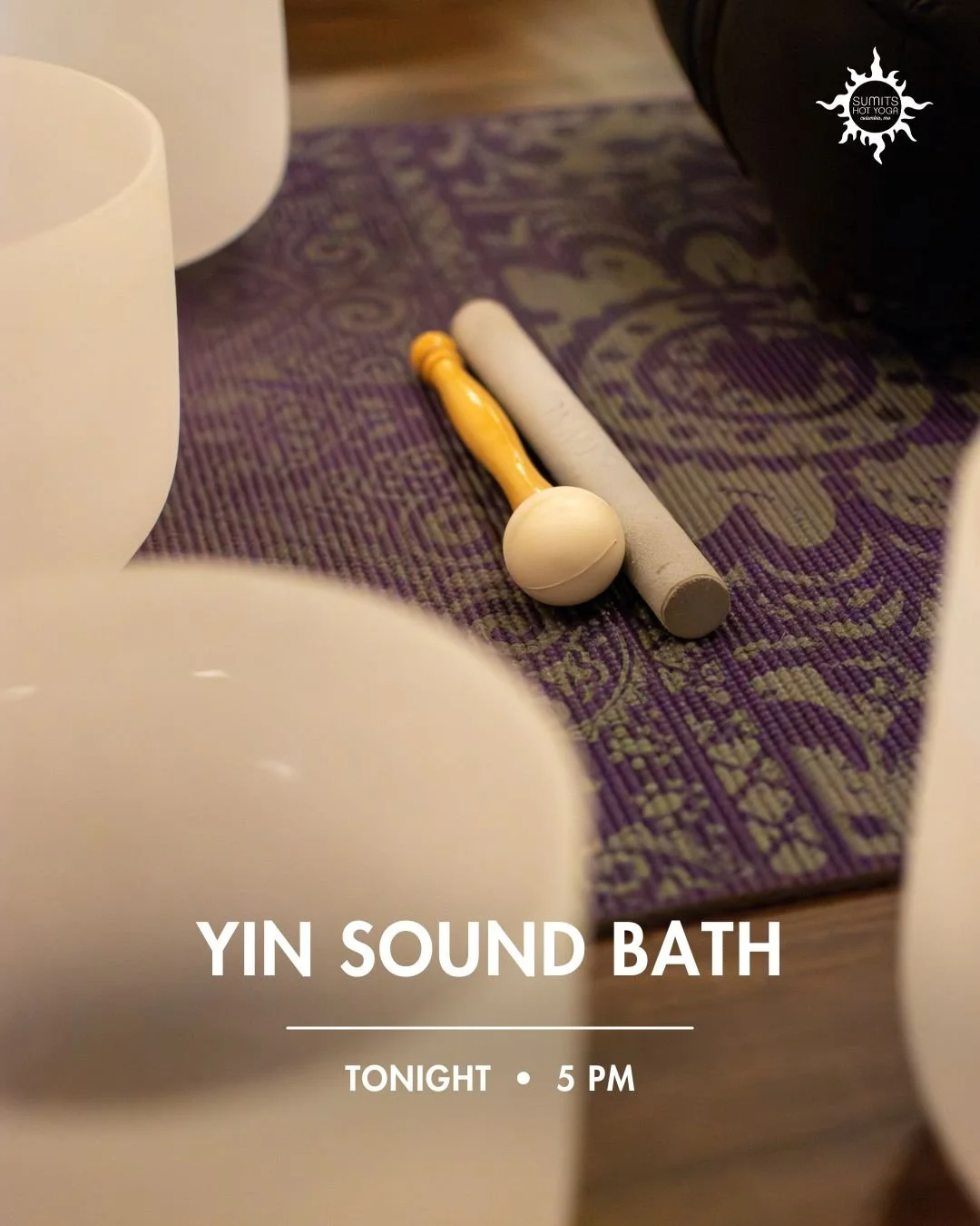 Yin Sound Bath is tonight at 5 PM. Take time to deepen your inner awareness and connect with your entire being. 💫

Join Sarah for this special time of deep, long yin poses enhanced by a rich sound bath meditation with multiple layers of instruments.