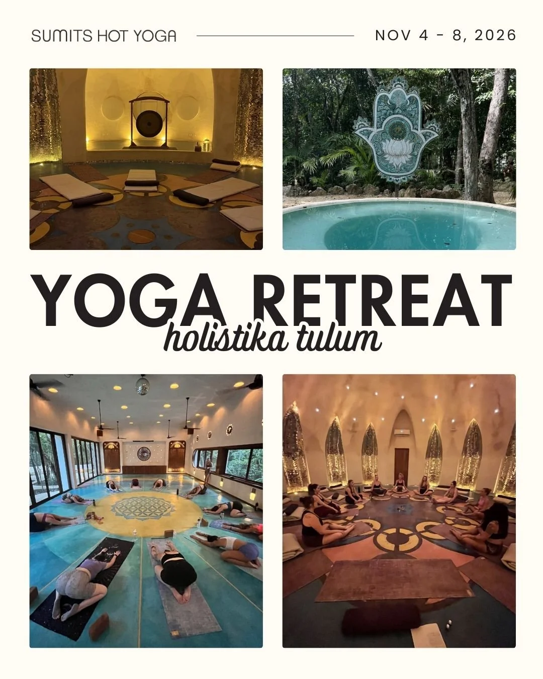 We'd love for you to join us in Tulum for our Sumit&rsquo;s Yoga Retreat! 🌞🌴🧘&zwj;♀️

From November 4&ndash;8, 2026, we&rsquo;ll be gathering at Holistika Tulum for a retreat designed for movement, rest, and connection. Each day will include yoga 